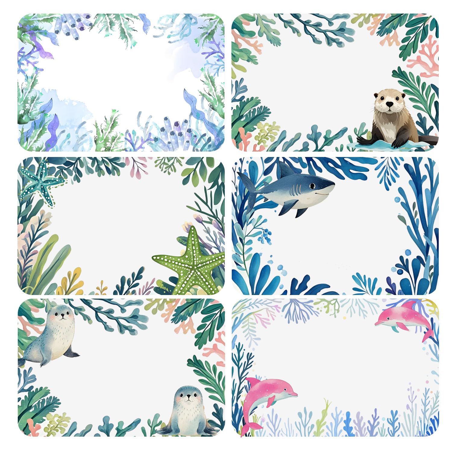 120 PCS Ocean Animals Name Tags Labels Watercolor Animal Gift Tags Hello My Name is Stickers Cute Shark Name Tag for Locker Clothes School Classroom