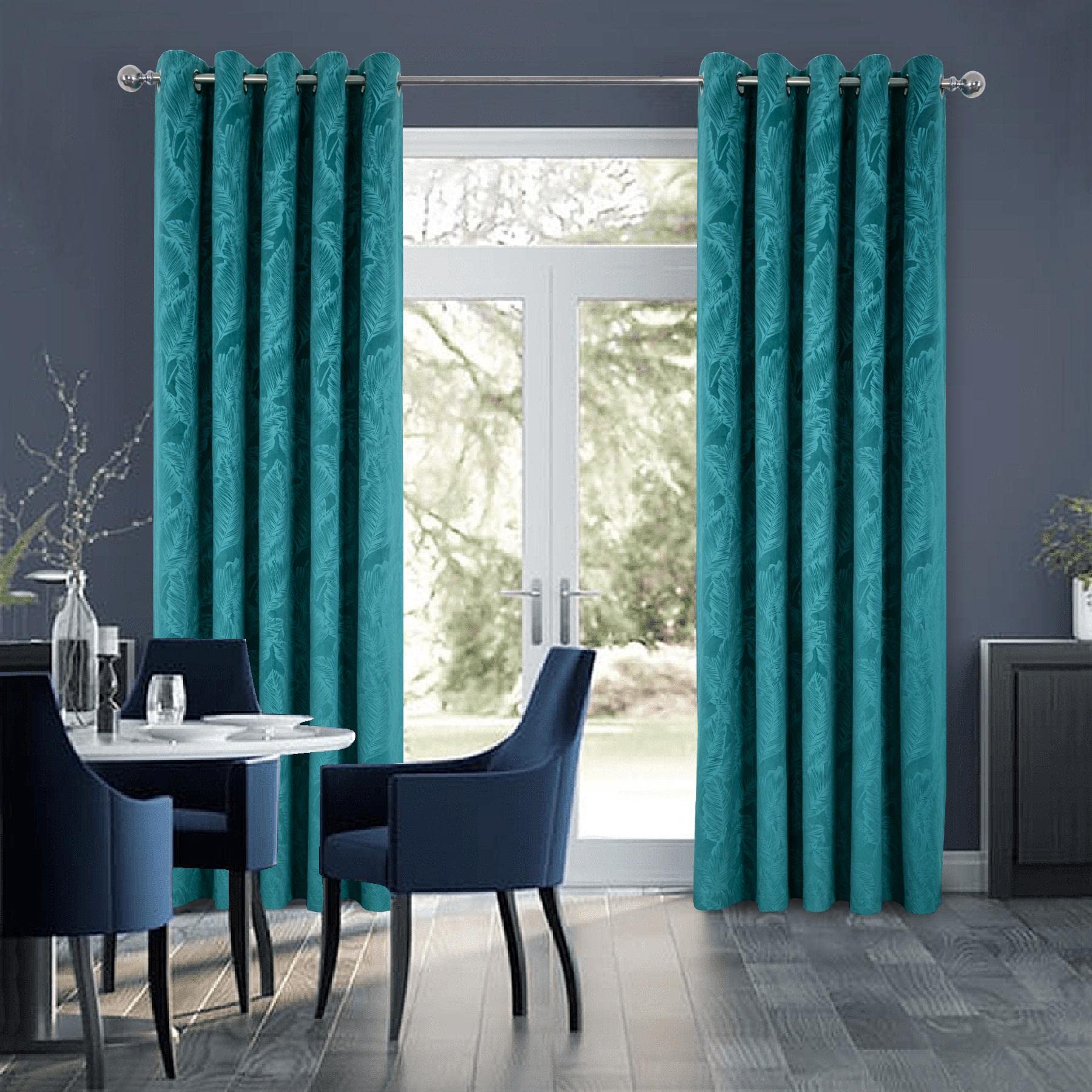 always4u Velvet Curtains Teal Pair 66x90 Drop, Thermal Insulated Heavy Eyelet 2 Panels for Bedroom (Teal,66x90) - Image 2