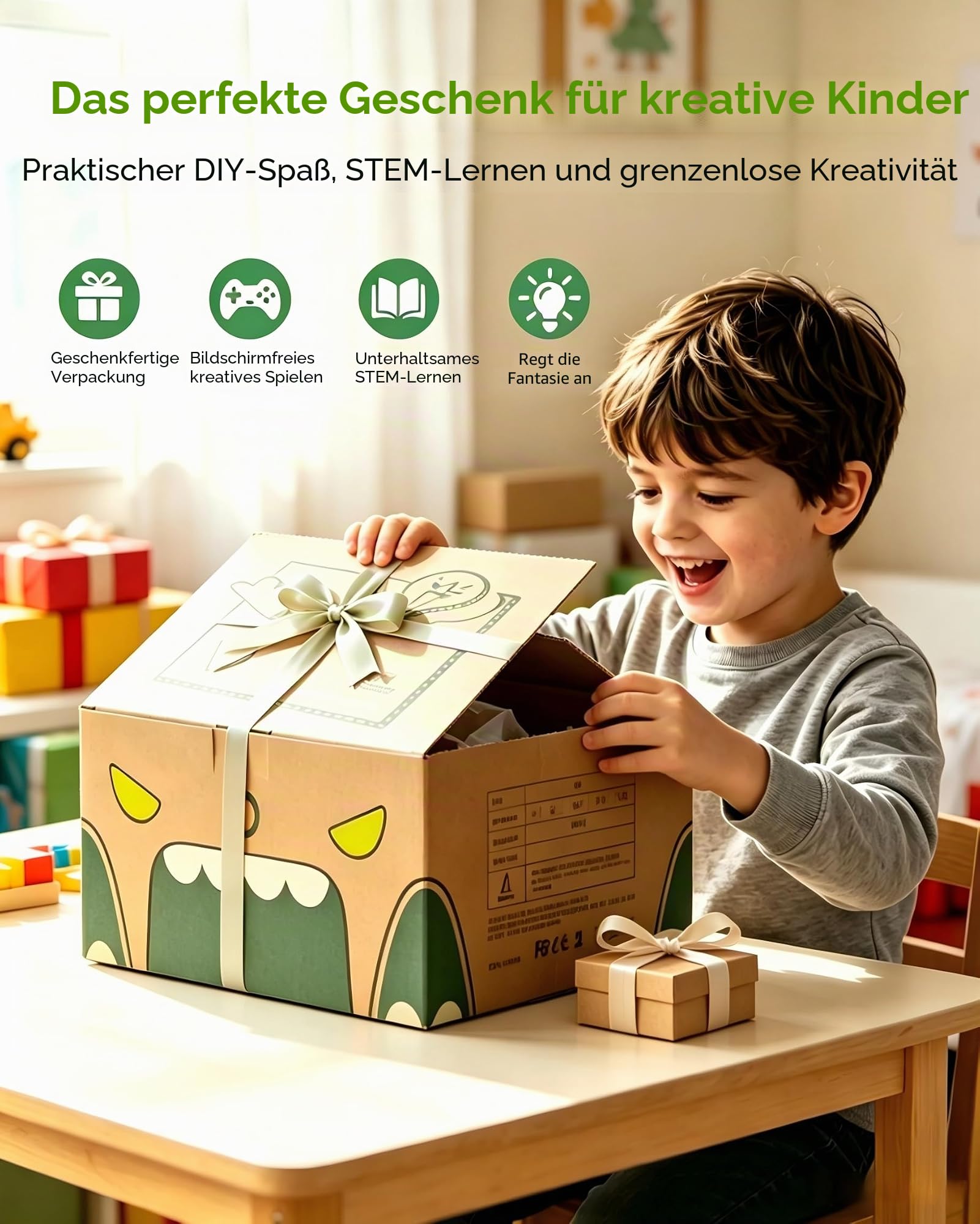 Sicherer Elektrischer Kartonschneider für Kinder, DIY Upcycling von Pappe für praktisches Lernen und Kreativität für Jungen und Mädchen ab 5 Jahren, Cardboard Cutter für Pappe, Stoff, Leder