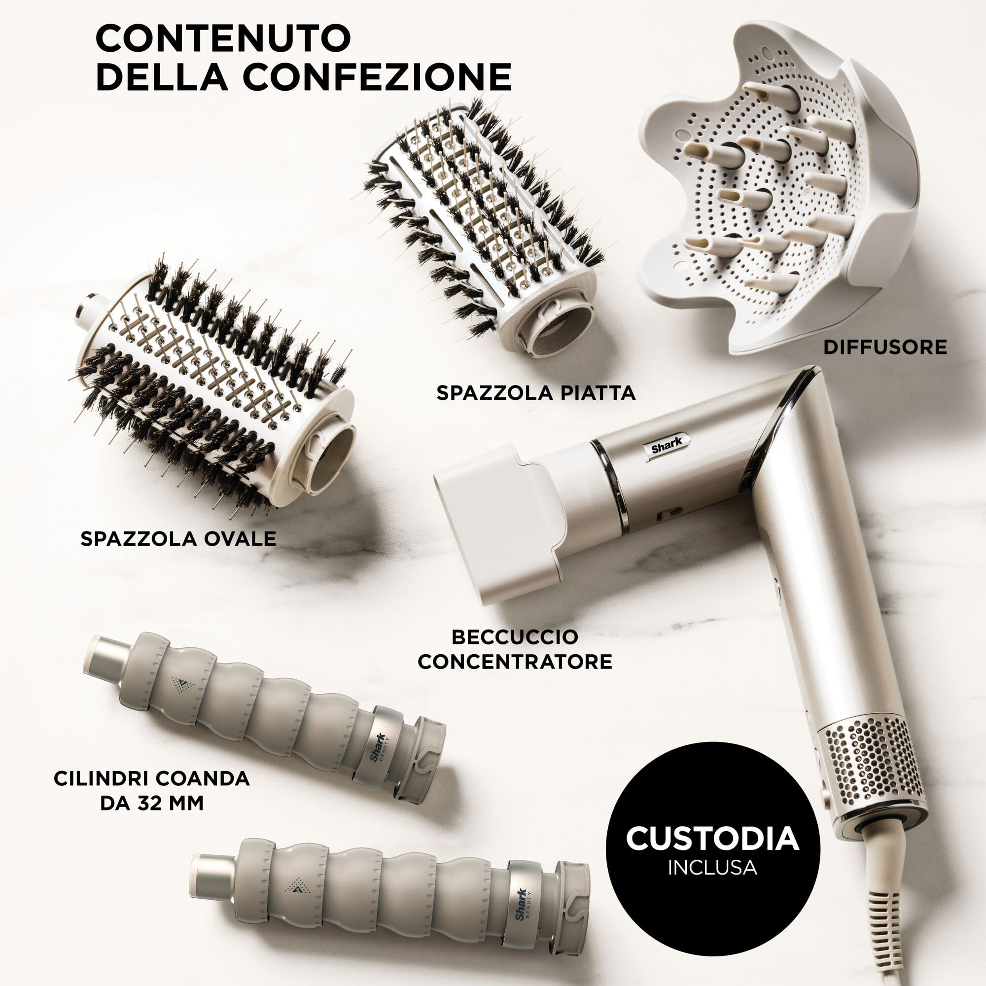 Shark FlexStyle Multi Styler ad Aria Calda e Asciugacapelli con Arricciacapelli Auto-Wrap, Spazzole e Concentratore – Senza Danni da Calore, Styling Versatile, per Tutti i Tipi di Capelli
