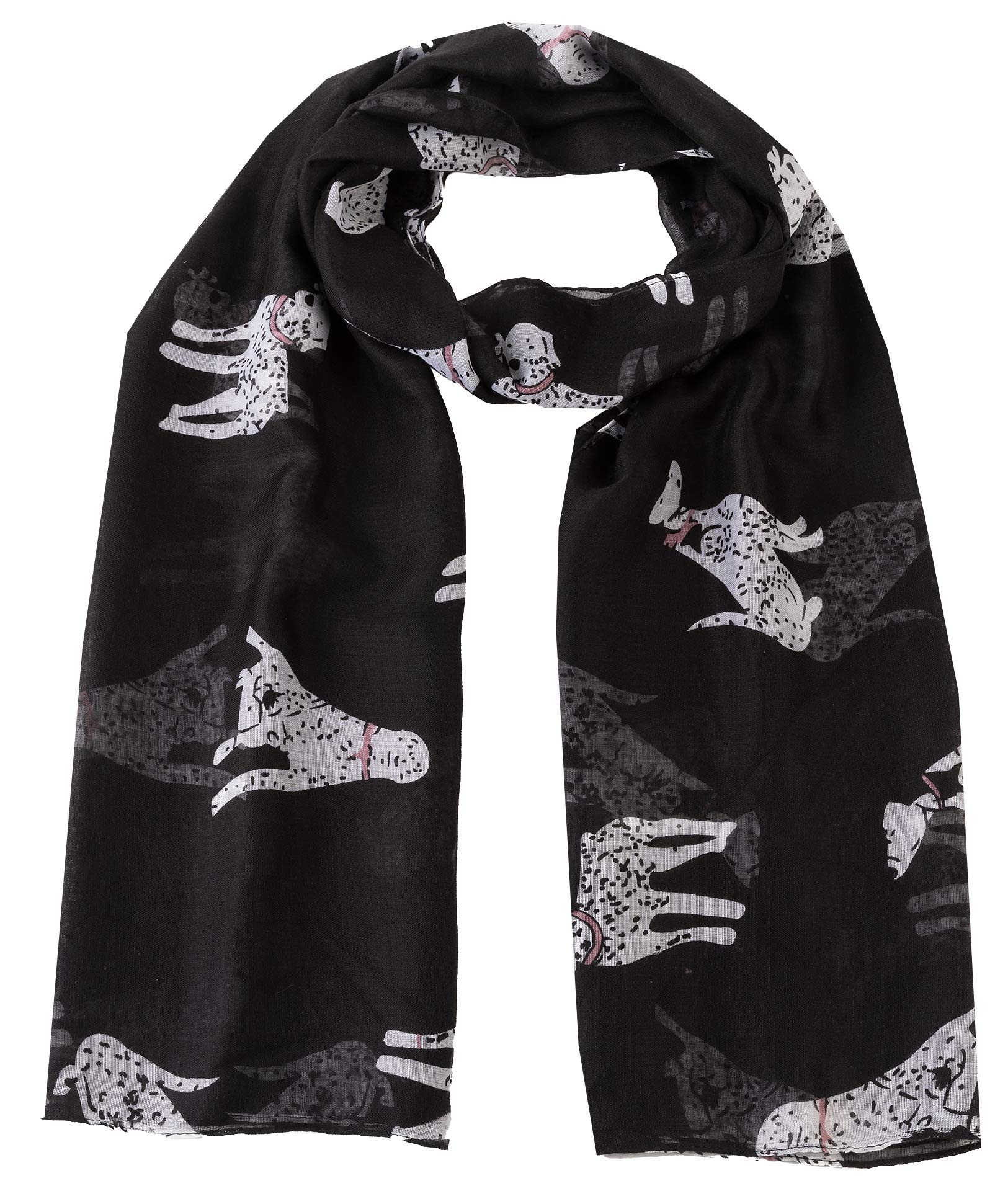 World of Shawls Pug Dog, Dachshund Dogs, Spaniel Dog, Jack Russell Print Scarf - All Seasons Lovely Soft Scarf Wraps Shawl Scarves (Dalmatian Dog Black)