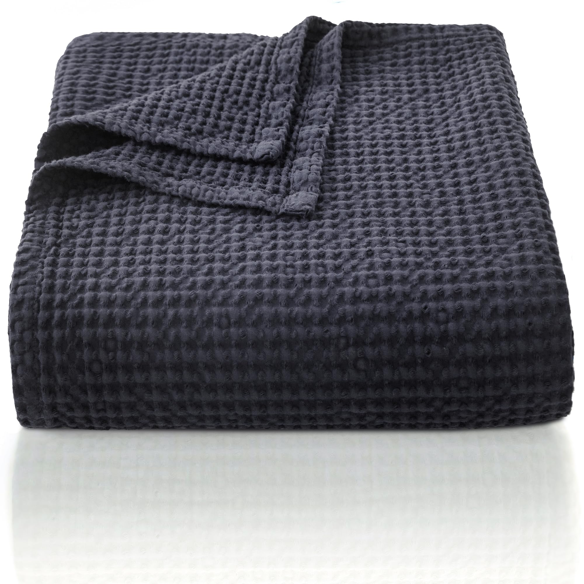 CHUFFED 100% Cotton Waffle Blanket 150x200cm Soft Lightweight Throw Blanket for All Season- Perfect Blanket Layer for Couch Bed Sofa - Elegant Home Decoration - Twin/Double Size-Charcoal โ image 1