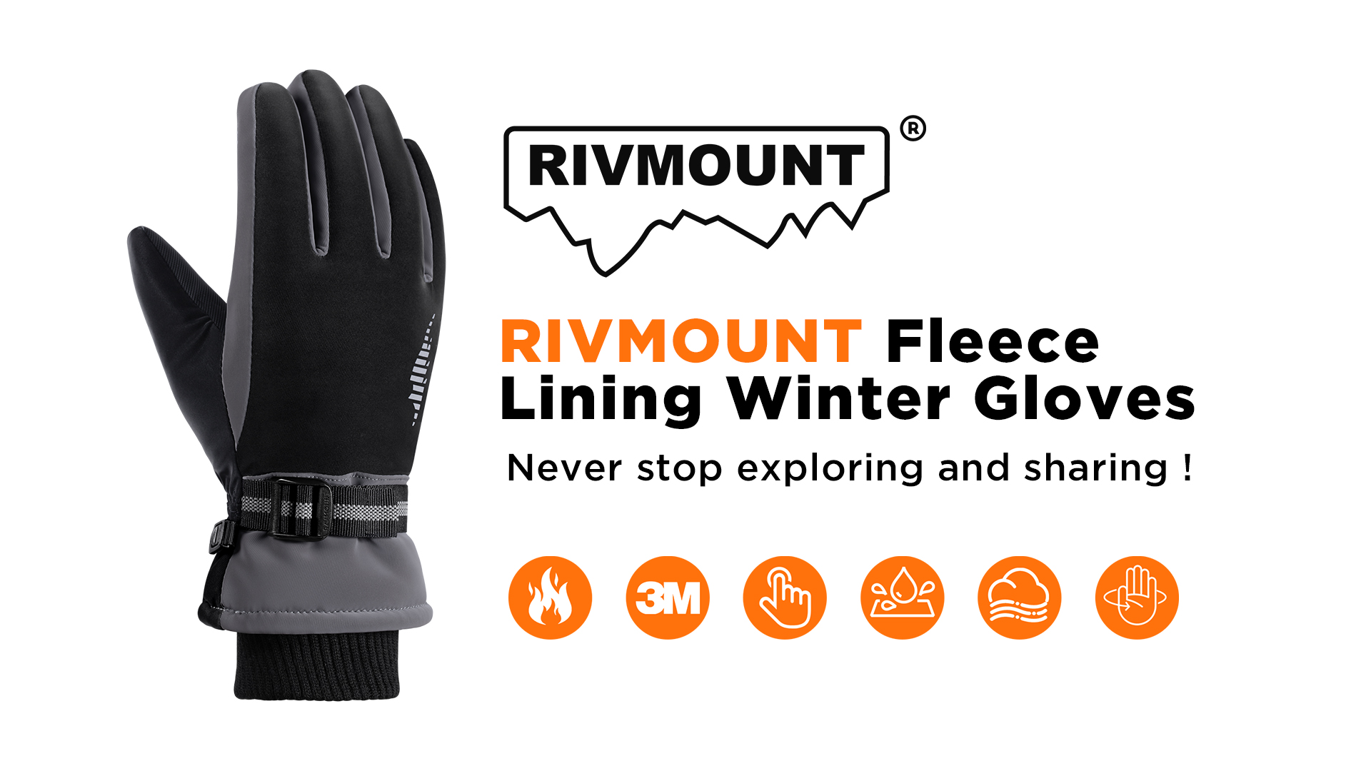40c Waterproof Rivmount Ski Snow Gloves Men Women, Waterproof 3M