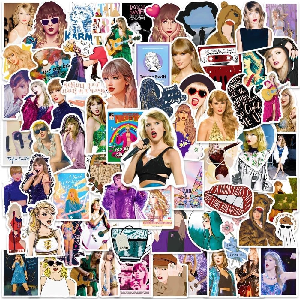 NALACAL Singer Taylor Stickers of, Female Pop Singer Swift Ablum Stickers for Teen Girl, 100 Vinyl Folklore Laptop Stickers for Laptops, Computers, Hydro Flasks, Skateboard, and Travel Case