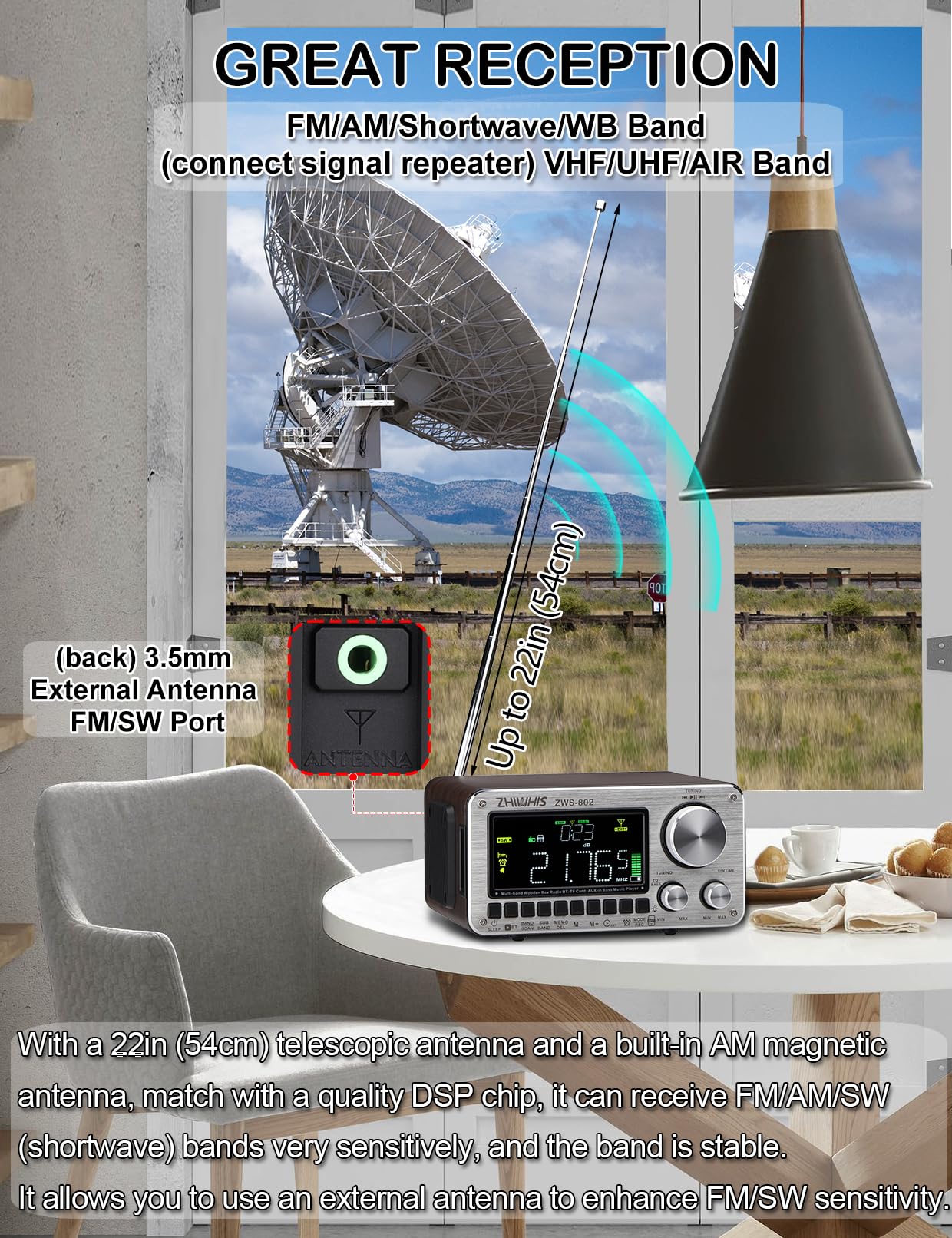 Amazon.com: ZHIWHIS Shortwave Radio, Multi-Band Wooden Box, Extra