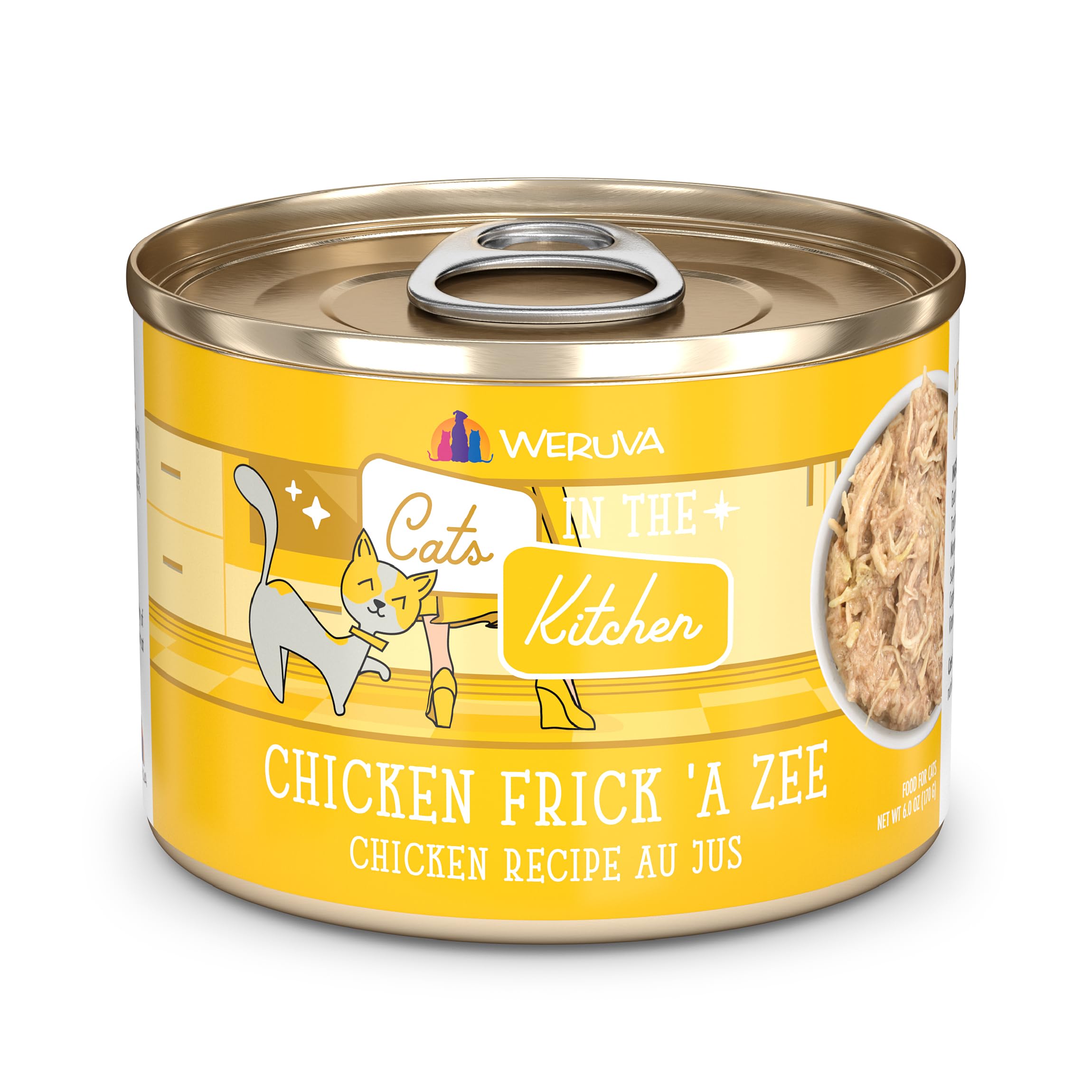 WeruvaCats in The Kitchen, Chicken Frick 'A Zee with Chicken Au Jus Cat Food, 6oz Can (Pack of 24)