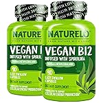 NATURELO Vegan B12 - Methyl B12 with Organic Spirulina - High Potency Vitamin B12 1000 mcg Methylcobalamin - Supports Healthy Mood, Energy, Heart & Eye Health - 90 Capsules (Pack of 2)