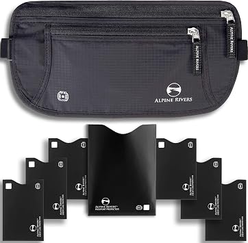 Alpine Rivers Money Belt for Travel - RFID Hidden Wallet, Onyx Black