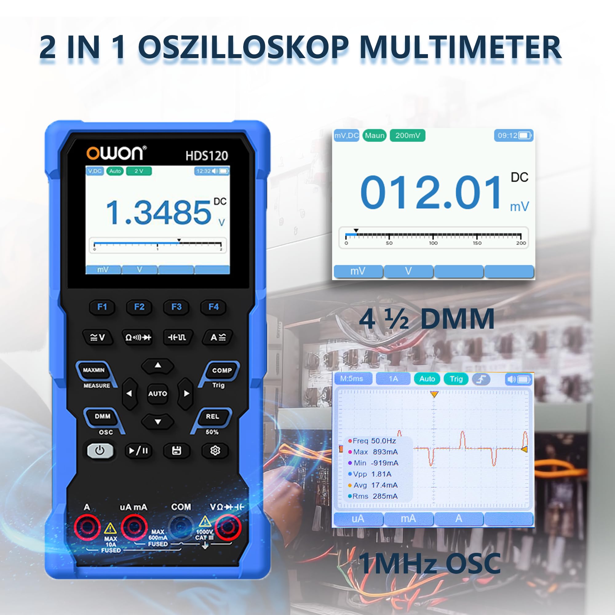 HDS120 1MHz Bandbreite Oszilloskop Multimeter 2 in 1 Funktion | für mehrere Tester