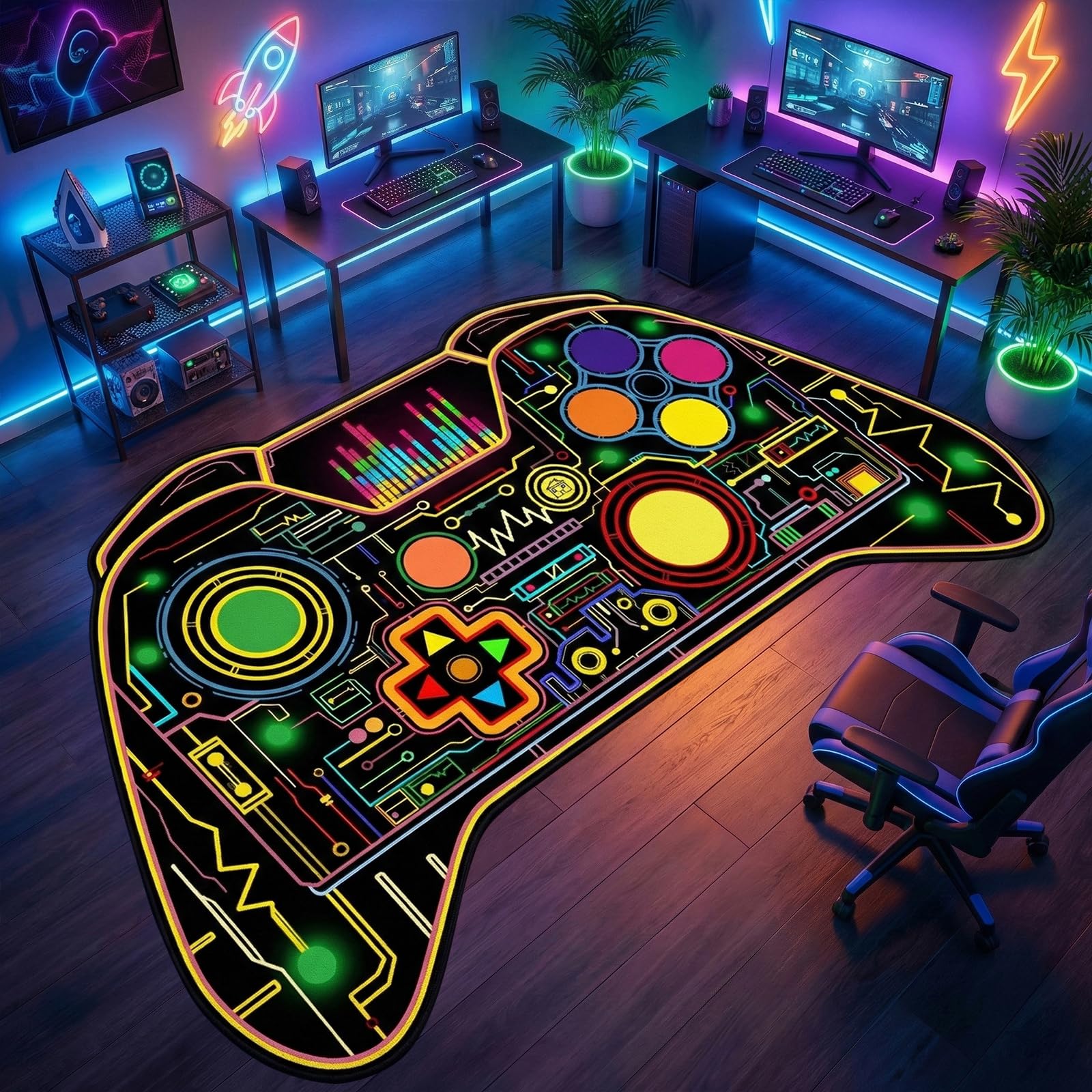 Gaming Area Rugs for Boys 5x7 Feet - Game Room Decor Rug Gamer Rug Teen Bedroom Carpet Gaming Floor Mat Bedroom Decor for Boys Kids Teen