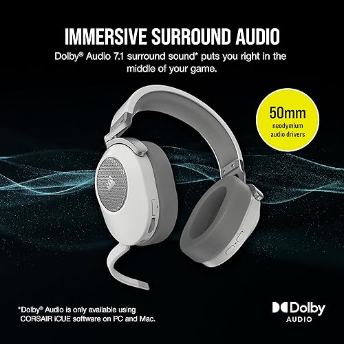 Miniatura 4 de Corsair HS65 Auriculares inalámbricos multiplataforma para juegos con Bluetooth - Dolby Audio 7.1 - Micrófono omnidireccional - Compatible con iCUE