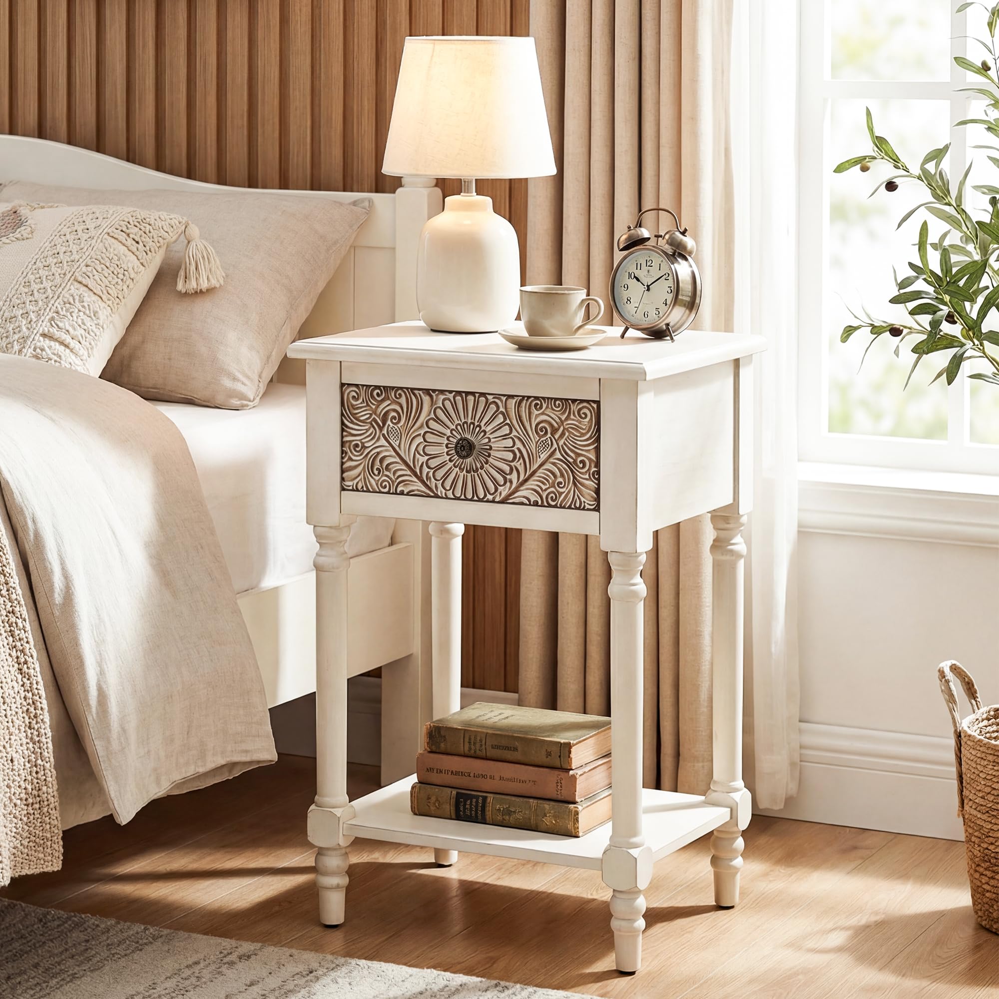 HOMPUS Farmhouse Nightstand