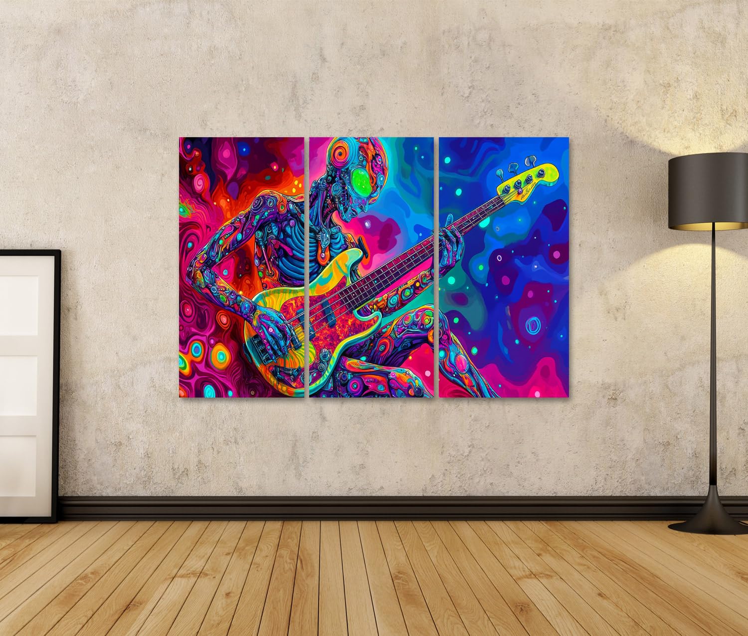 islandburner Prime Quadro su tela Colorato Robot psichedelico Riproduce bassi per il soggiorno appassionati di musica negozio immagini murali poster