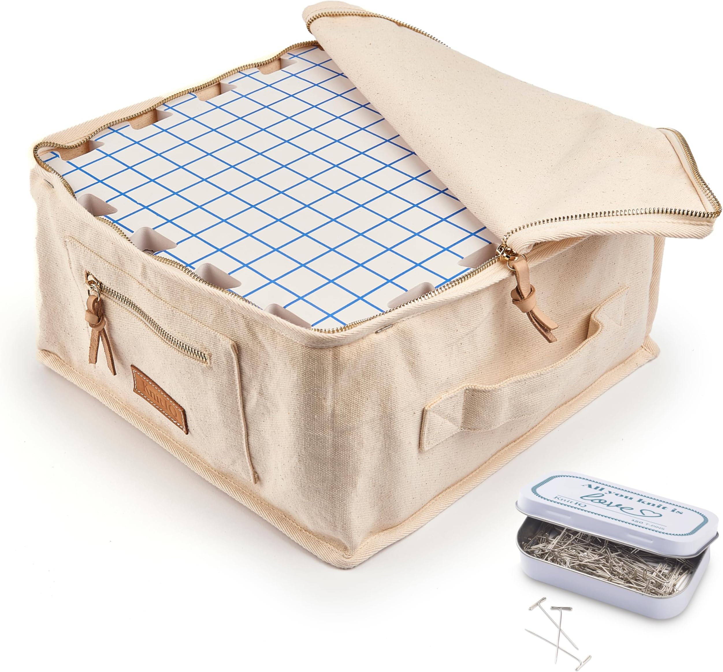 Blocking Mats for Knitting - Extra Thick Crochet Blocking Board and pins with Grids, 150 T-Pins, Quality Knitting Bag for Needlework - Blocking Board for Crochet (Premium Mat Set) - Pack of 9