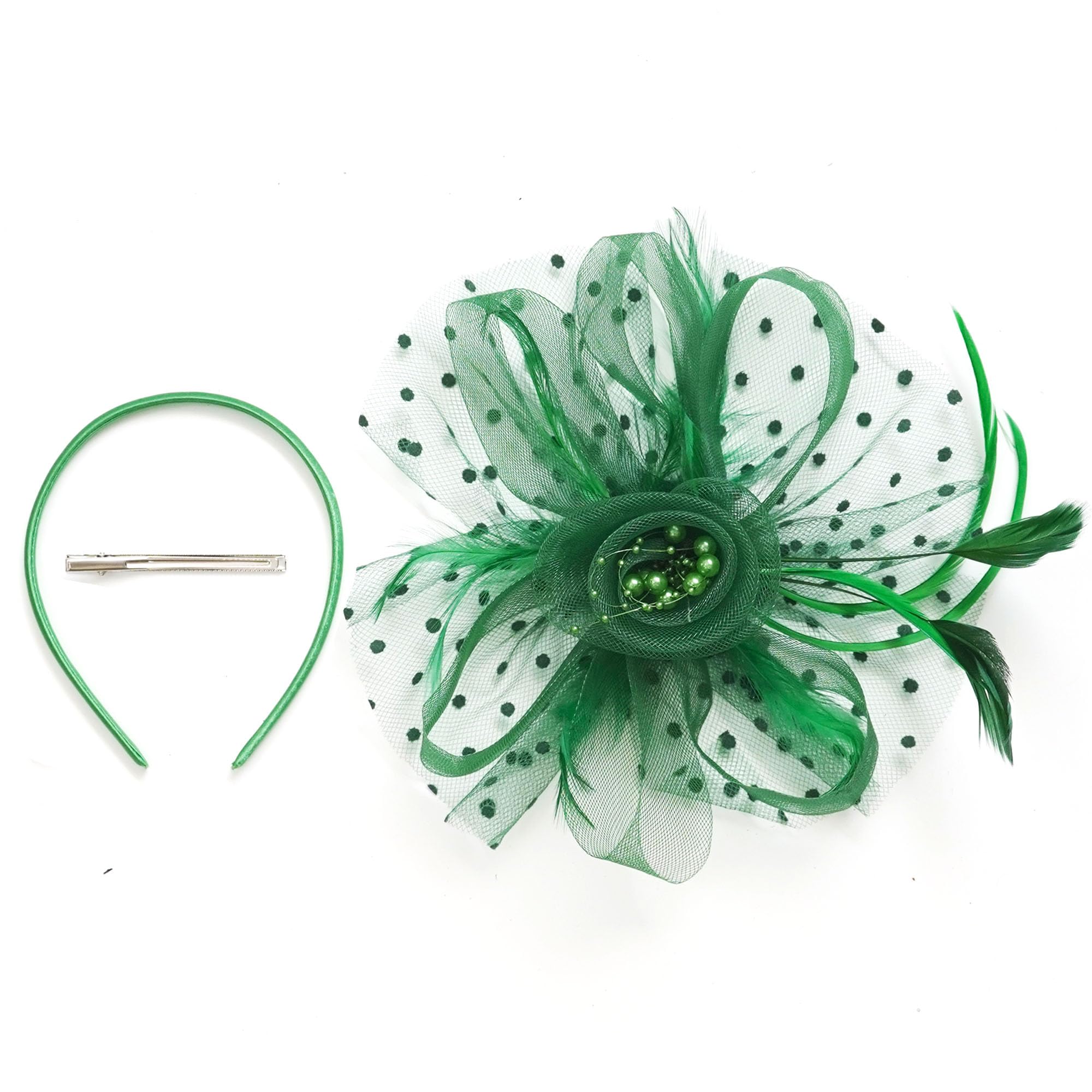 Fascinators Hat for Women Tea Party Headband 20s 50s Pillbox Headwear Cocktail Green