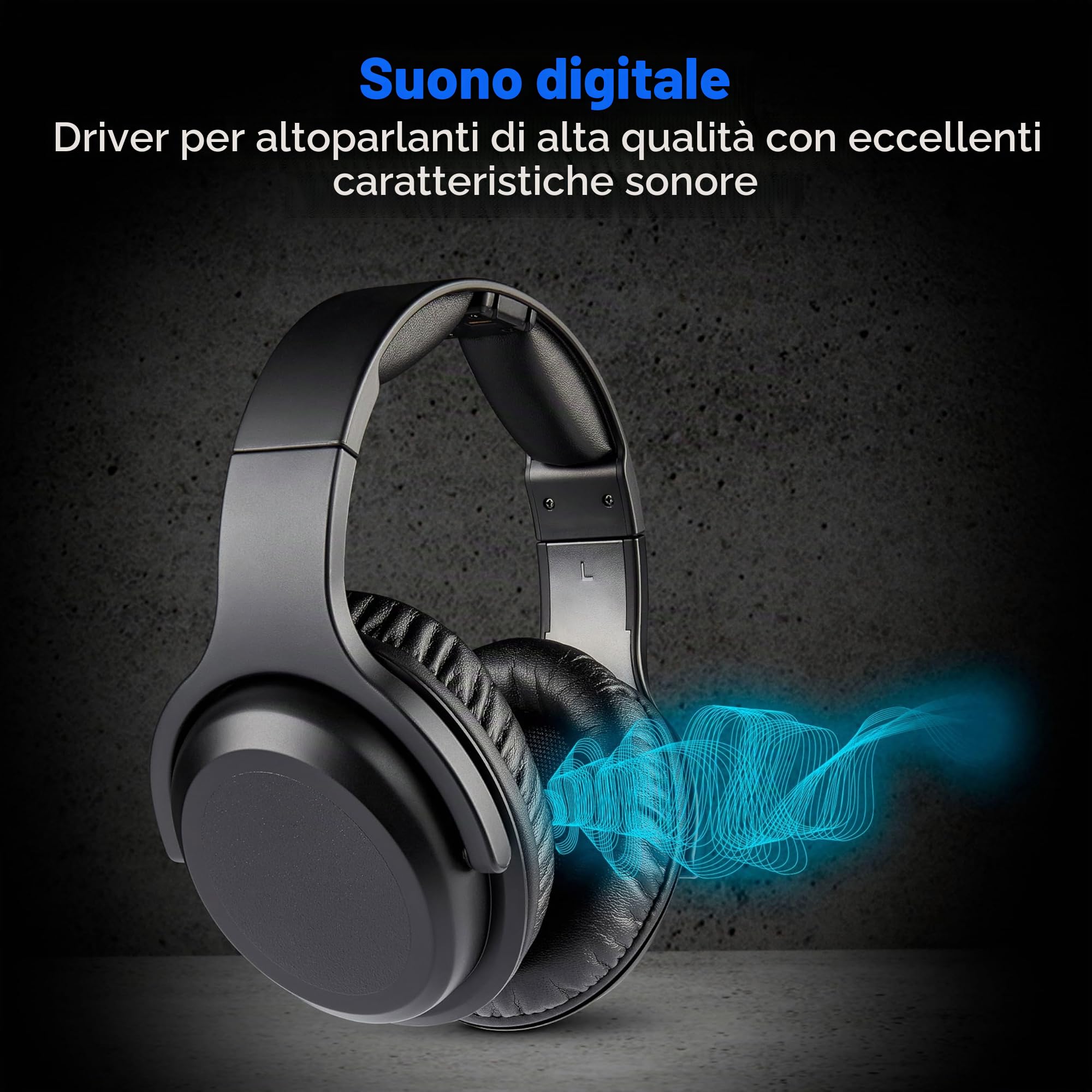 MEDION Cuffie wireless HS-1 (per TV, portata fino a 15 m, con base di ricarica, Over Ear, comfort elevato, USB-C, MD40006)
