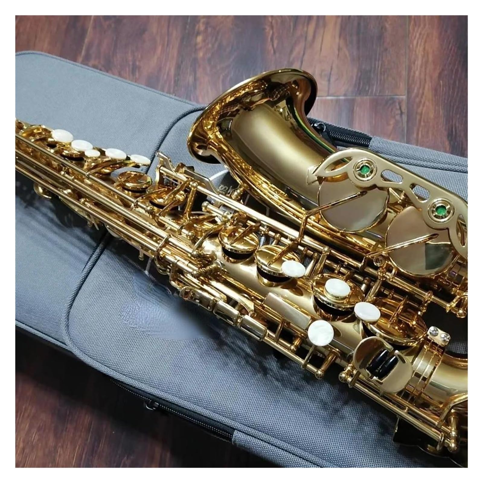 Saksofon Saksofon Altowy E-płaski Mosiądz Lakierowany Na Złoto, Niemiecki Instrument Jazzowy Wykonany Ręcznie Z Obudową Saksofon Altowy (Color : Cloth bag)