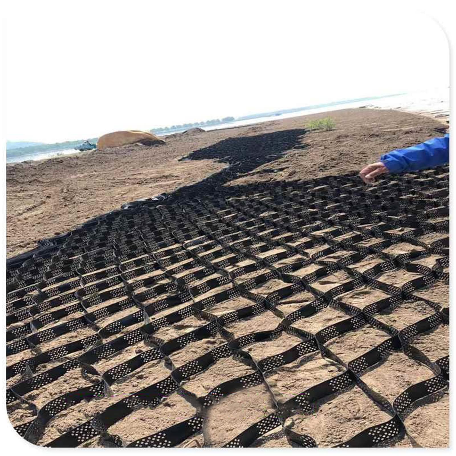 Siatka chodnikowa o strukturze plastra miodu, przepuszczalna, składana, rozszerzalna kostka brukowa do trawy z otworami, do ogrodu, na dziedziniec i patio, 6 x 8 m