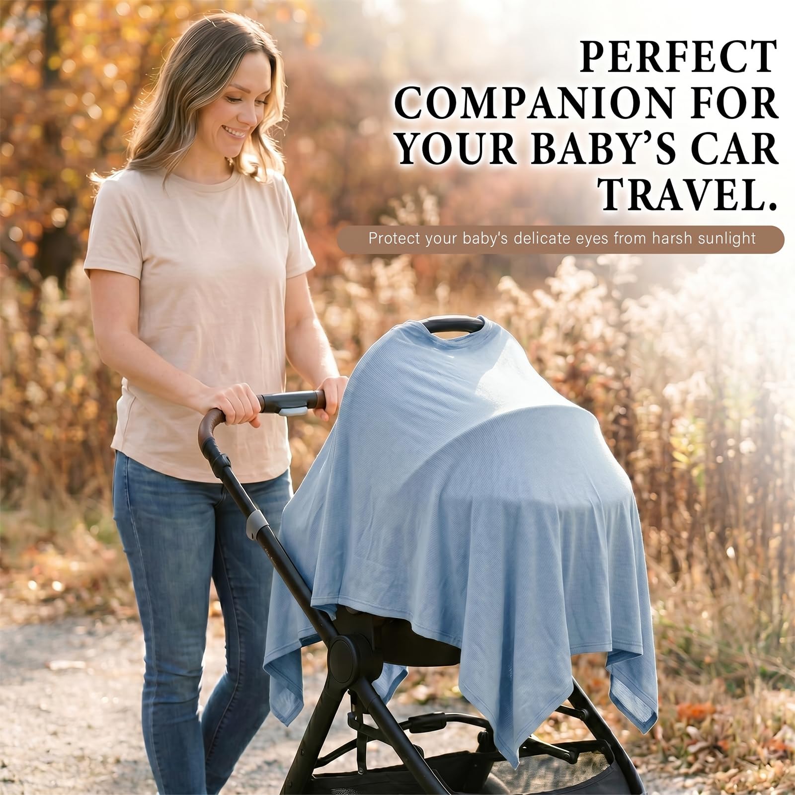 Cubierta de Lactancia, Pañuelo de Lactancia de Modal Suave para Mamá, Protección 360° Multiuso y Transpirable, Estilo Poncho para Cochecito, Asiento de Coche o Chal (Azul)