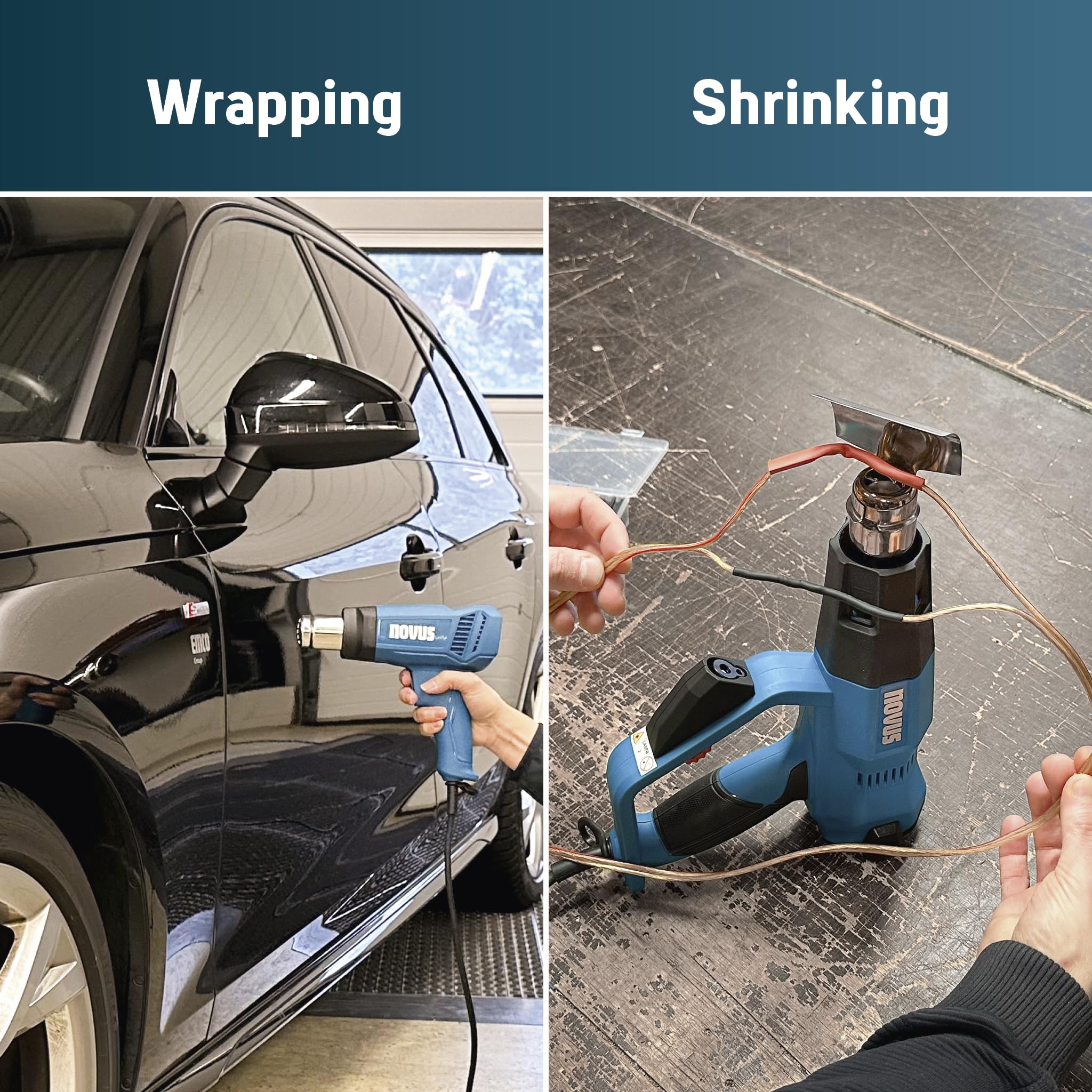 NOVUS TOOLS Pistolet à air chaud H-180 Car Wrap avec câble de 7,5 m, 400
