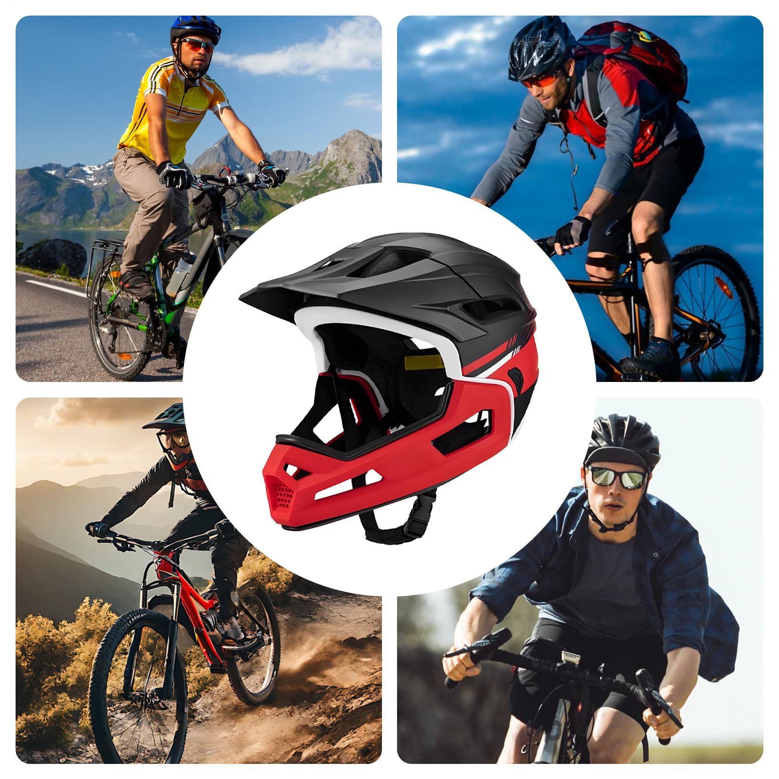 Casco Integrale Bicicletta | Casco da Ciclismo Ventilato per Adulti | Protezione Assorbimento Urto Regolabile per Ciclisti | Per Riders Professionisti Principianti Adulti Bikers