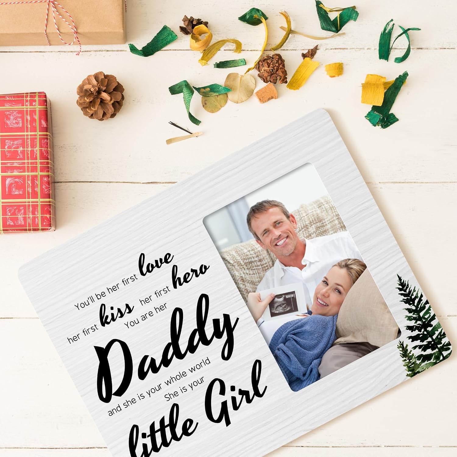 Daddy Gifts for New Dad from Unborn Baby Girl, Gender Reveal Picture Frame, 4x6 Inch Photo image 3