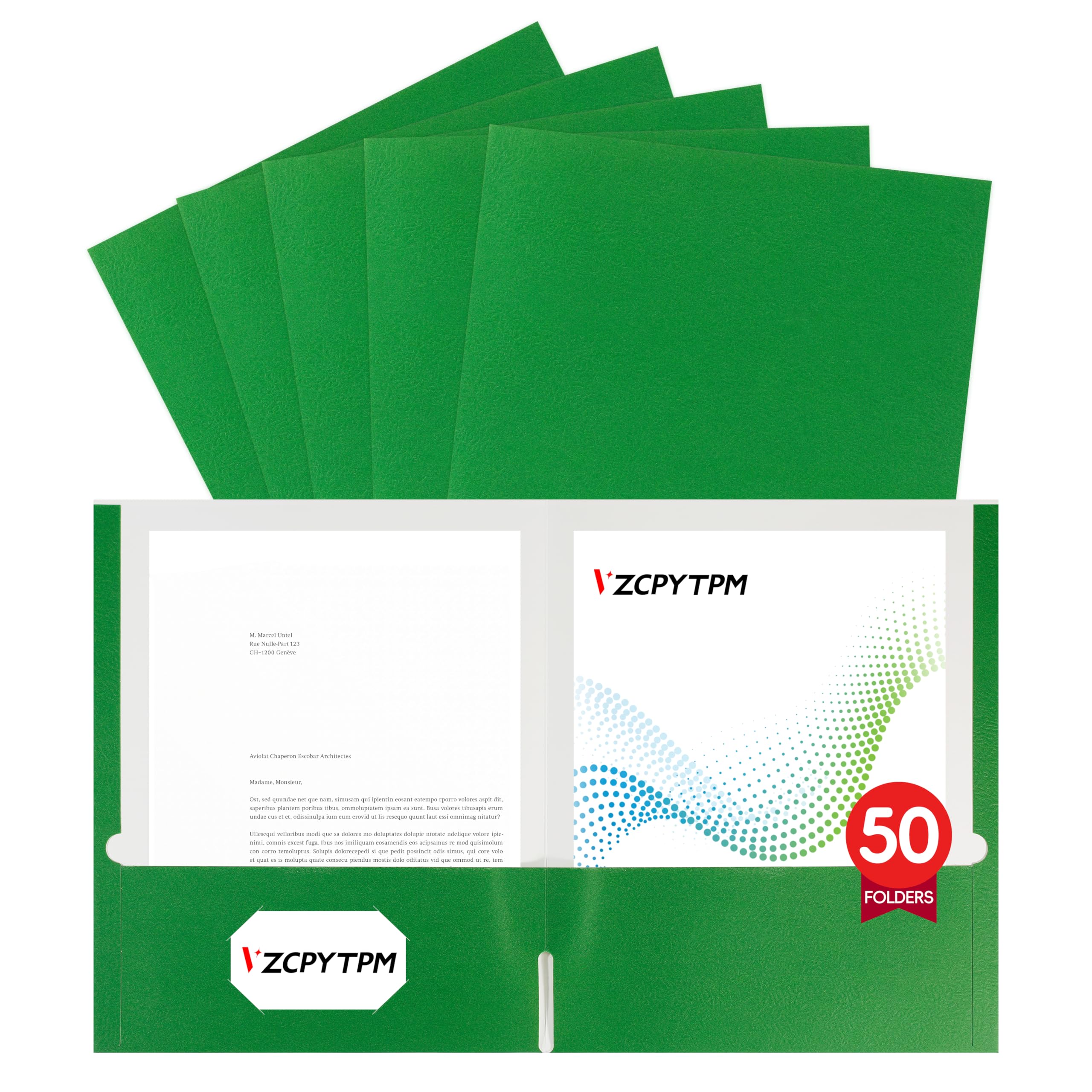 50 Packs Green Two Pocket Folders,File Folder Letter Size,8.5x11Inches File Folders for Office,School and Home,Organizer File Folder