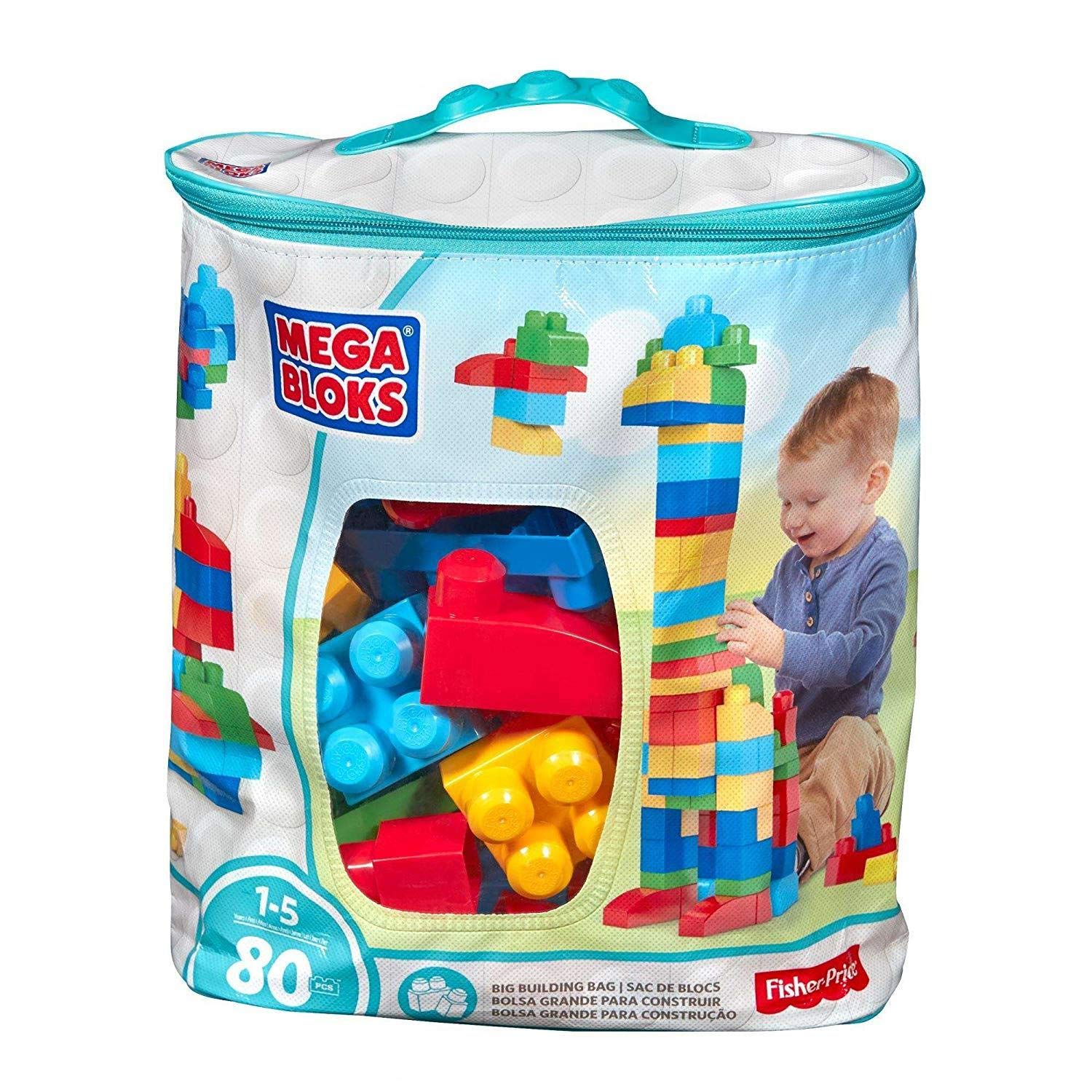 Mega Bloks First Builders Big Building Bag with Big Building Blocks, Building Toys for Toddlers (80 Pieces)