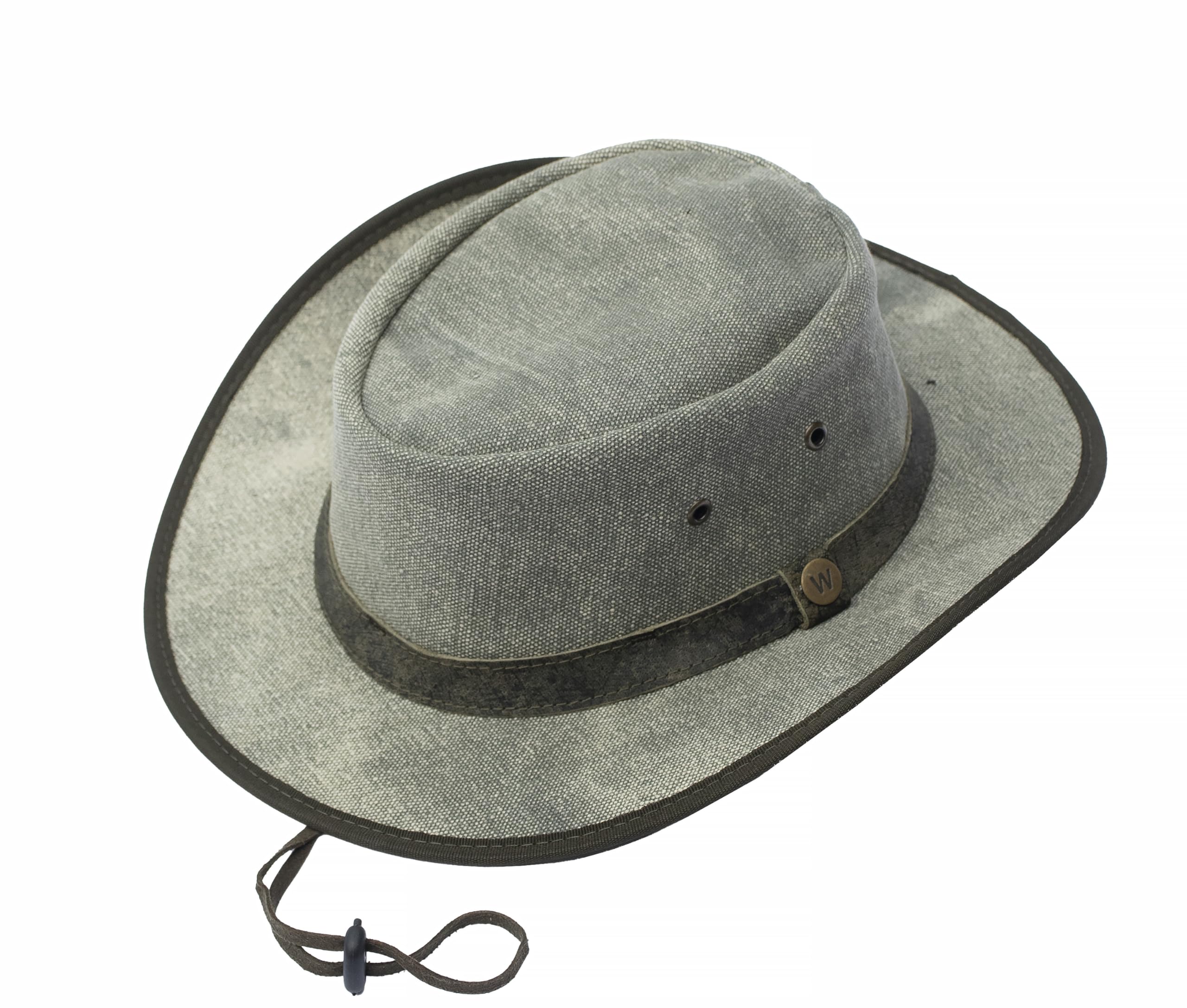 Wombat Leather Unisex Distressed-Green Wombat Outdoor Washed Canvas Hat Waterproof Distressed Green Australian Bush Hats Trekking Safari Walking Fishing Hiking - Large