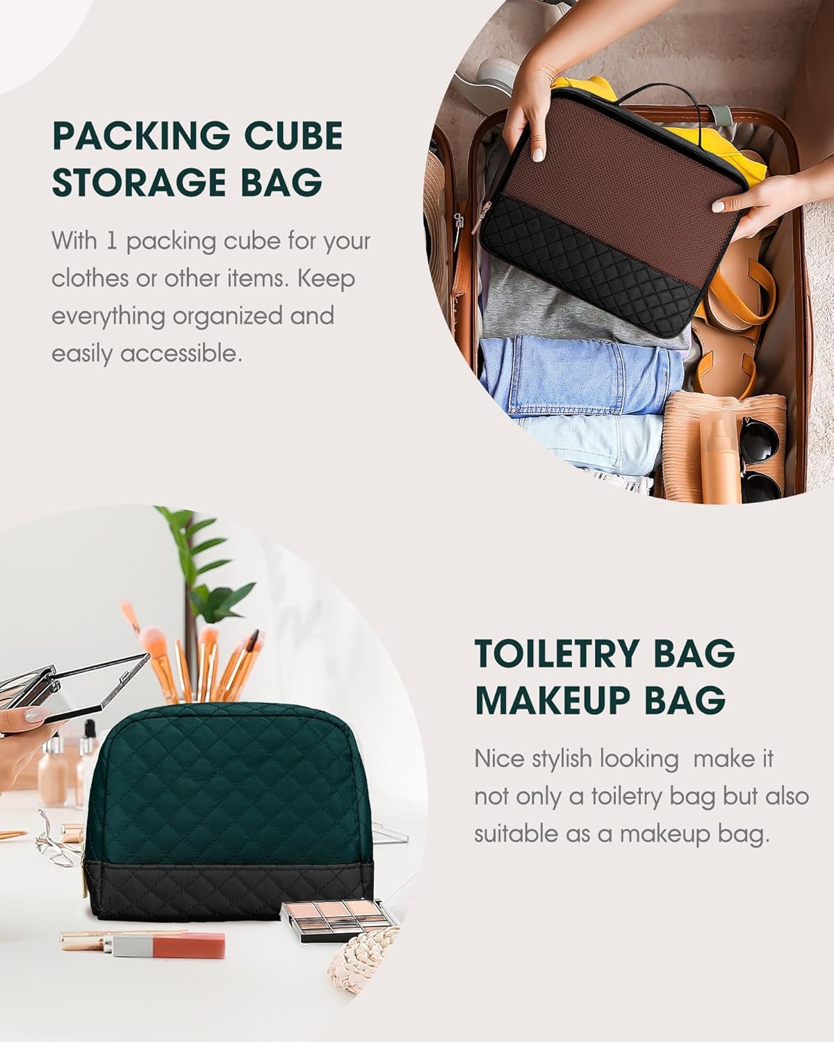 CAYINTOP Weekender Travel Duffle Bag for Women: Overnight Bags with Shoe Compartment Carry on duffel Bag for Airplanes with 2 PCS Toiletry Bags Weekend Yoga Gym Hospital with Wet Pocket Black Green