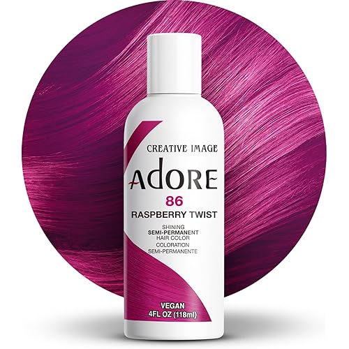 Adore Semi Permanent Hair Color - Vegan and Cruelty-Free Red Hair Dye - 4 Fl Oz - 086 Raspberry Twist (Pack of 1)