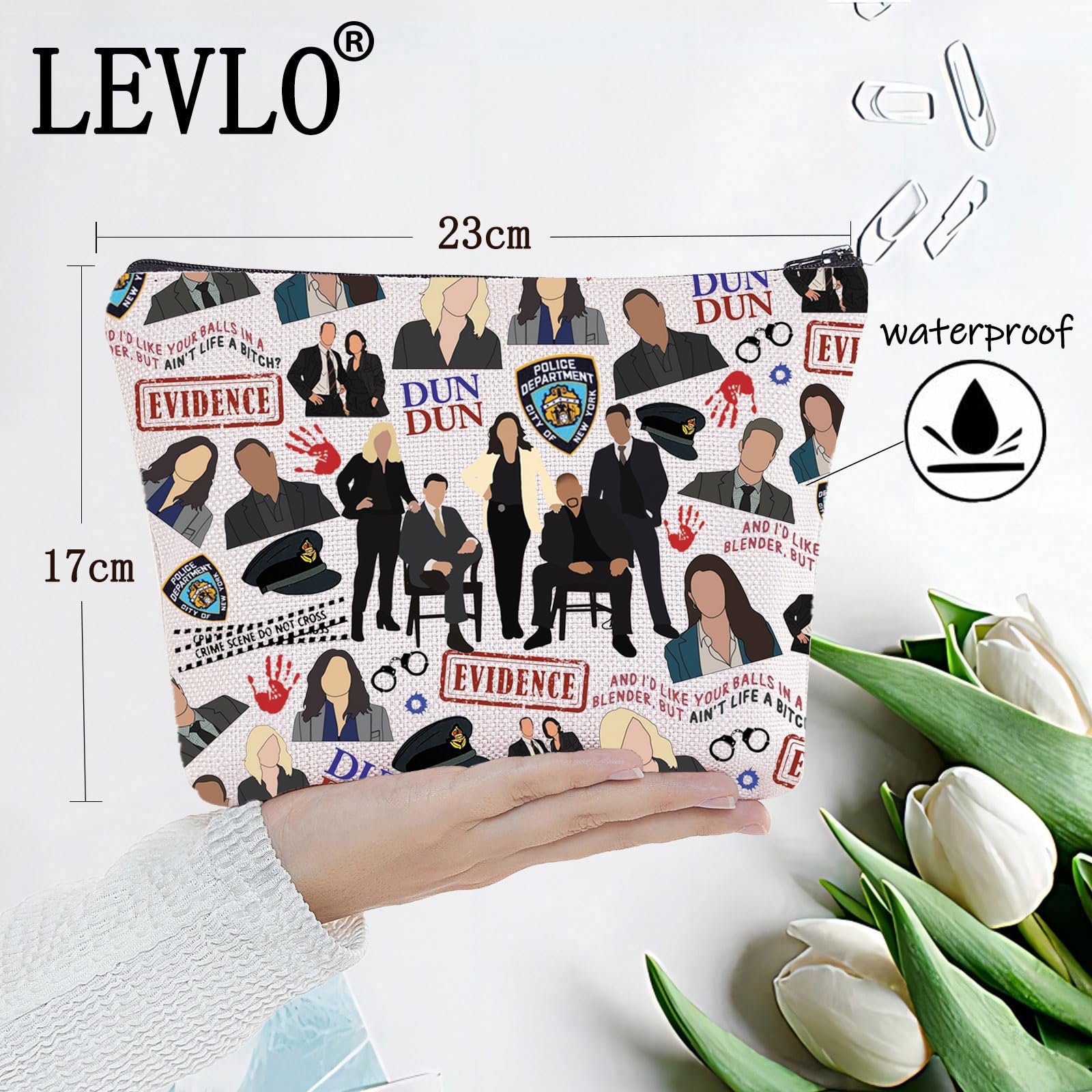 LEVLO Law Order Robert Goren Cosmetic Makeup Bag Olivia Benson Fans Gift Alexandra Eames Zipper Pouch Bag Law Detective TV Show Merchandise Dun Bag - Image 2