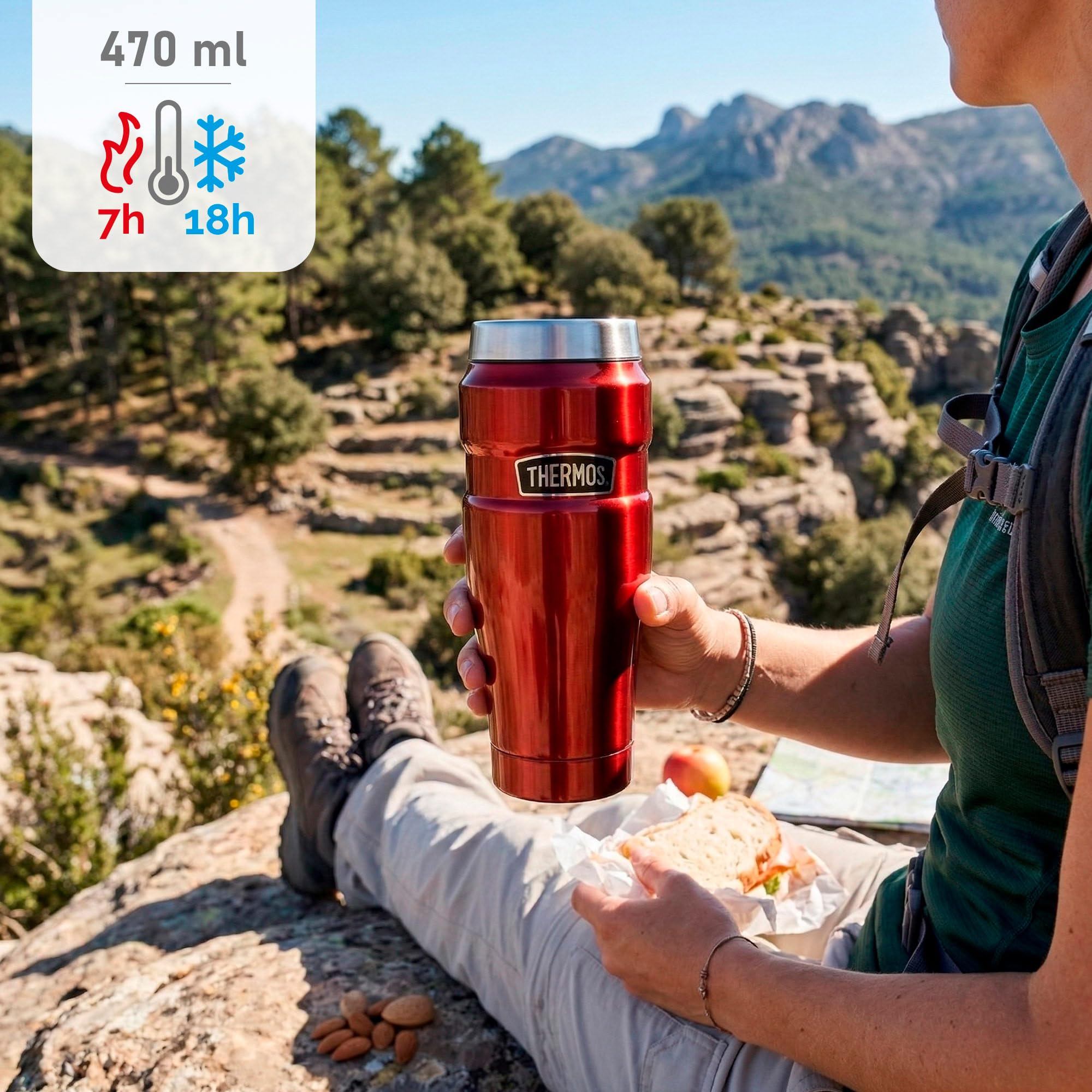 Termos 4002.248.047 - Bottiglia in Acciaio Inossidabile, 0,47 l, Acciaio, Cranberry, 8,4 x 8,4 x 19,8 cm