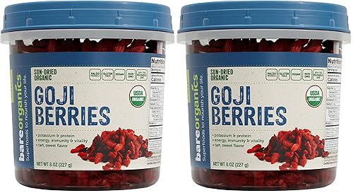 Miniatura 2 de BareOrganics Bayas de Goji secadas al sol, orgánicas, superalimentos, 8 onzas
