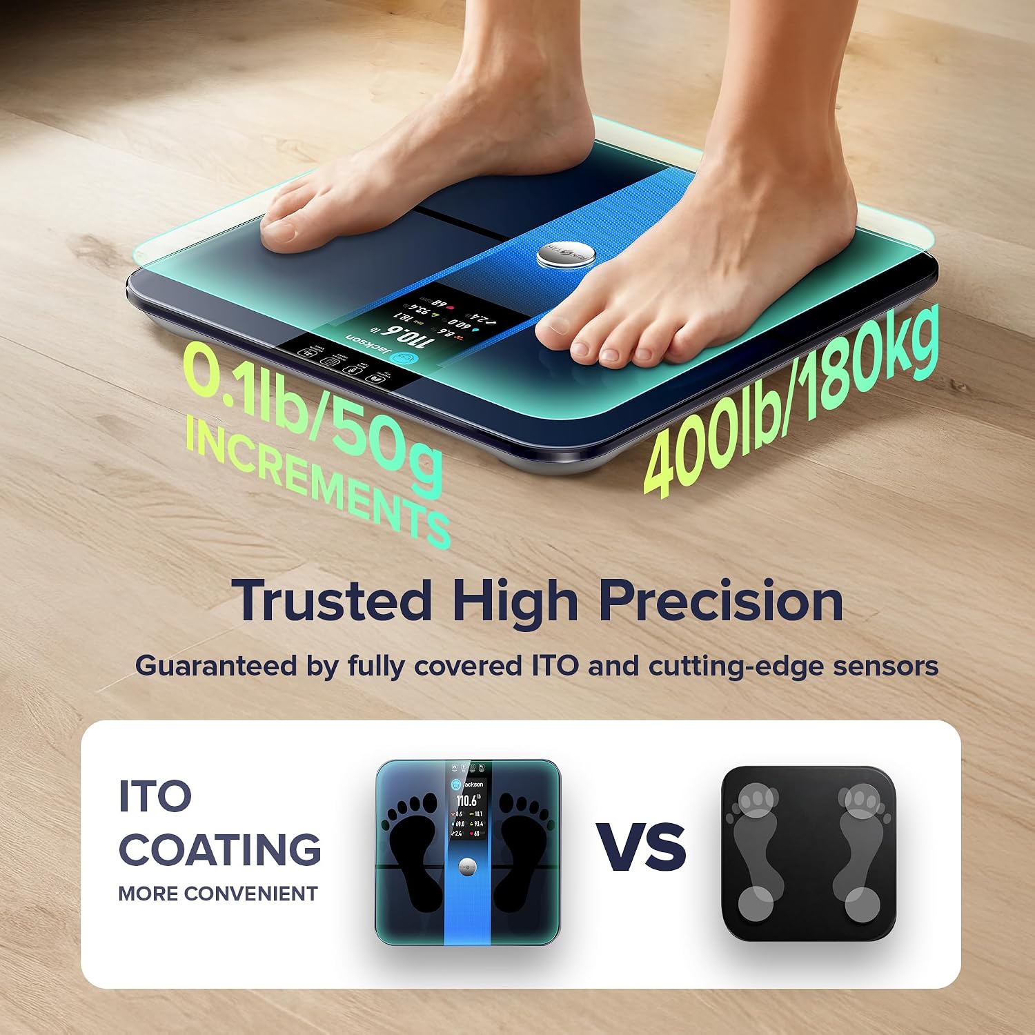 RunStar Smart Scale for Body Weight BMI Heart Rate, 7-in-1 Display, 400lbs image 4