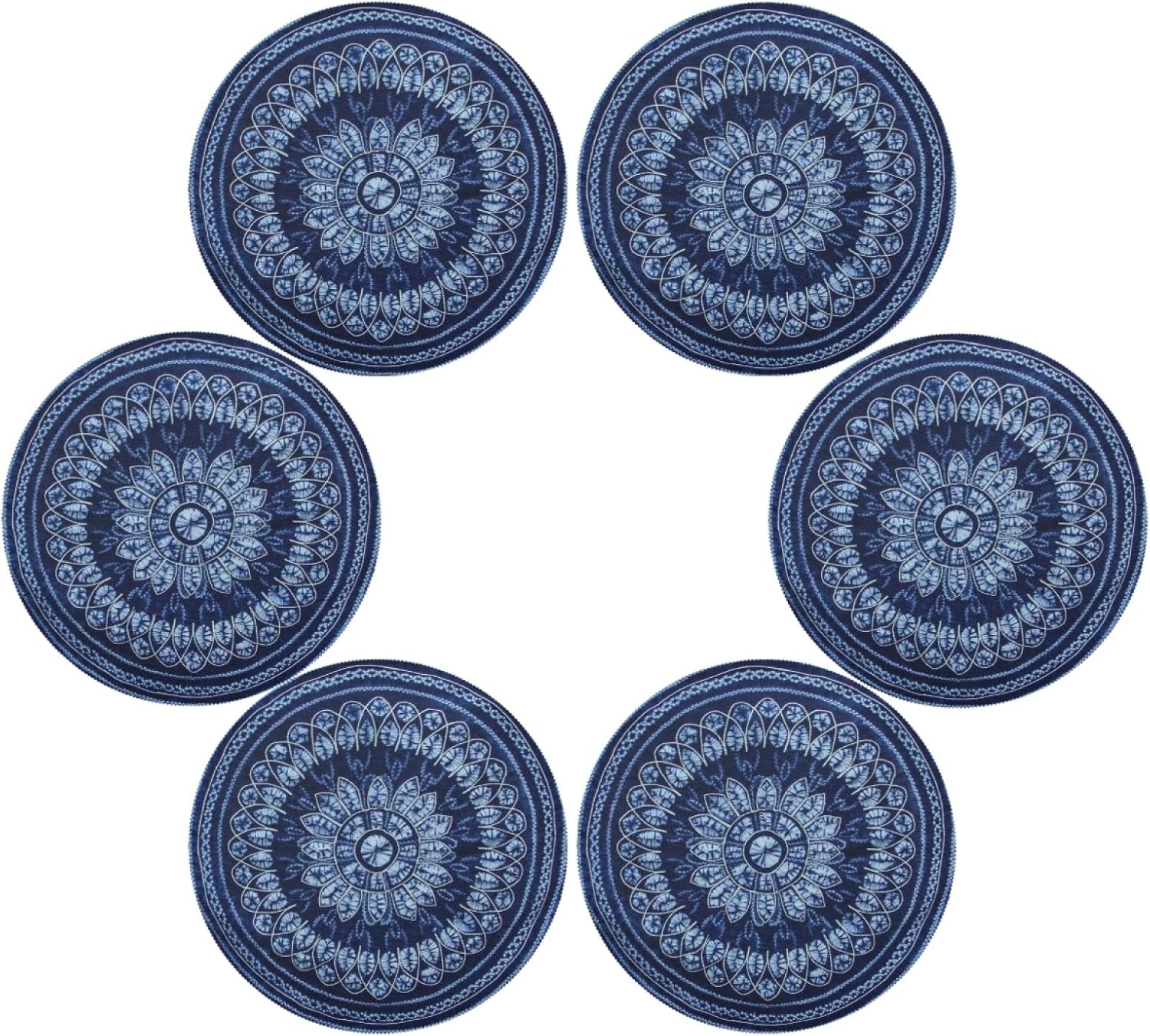 ALAZA Navy Blue Round Placemats for Dining Table Placemat