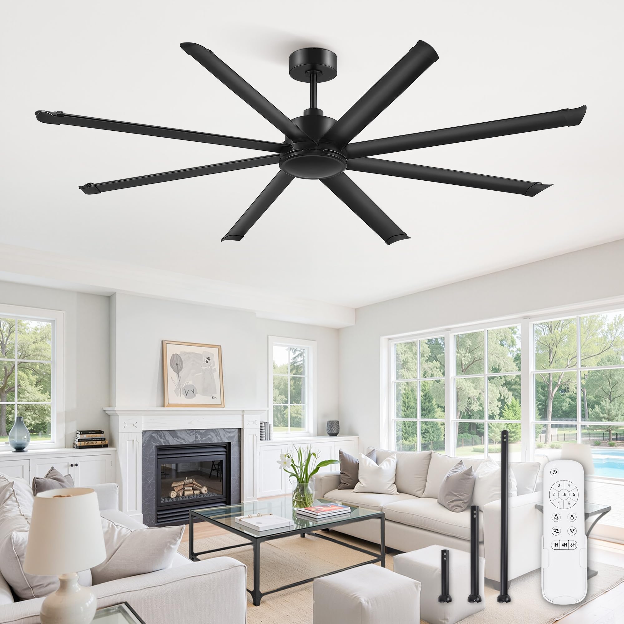 ZMISHIBO 84 Large Ceiling Fan No Light