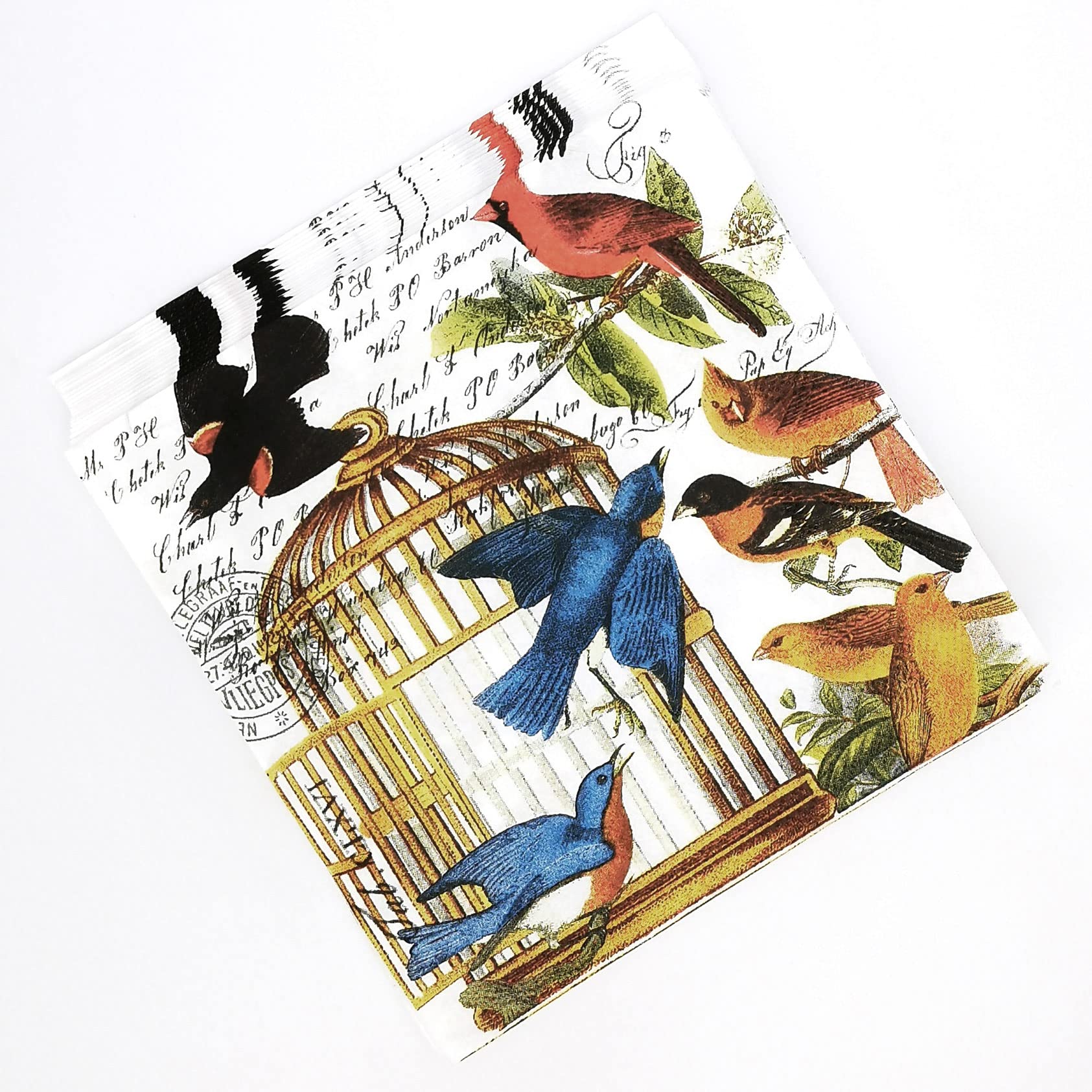 Serviettage Décoration Noël 20 Serviettes En Papier Motif Neige Oiseau Écureuil - 33x33cm - Pour Décopatch Et Loisirs Créatifs Serviette Oiseau 33x33