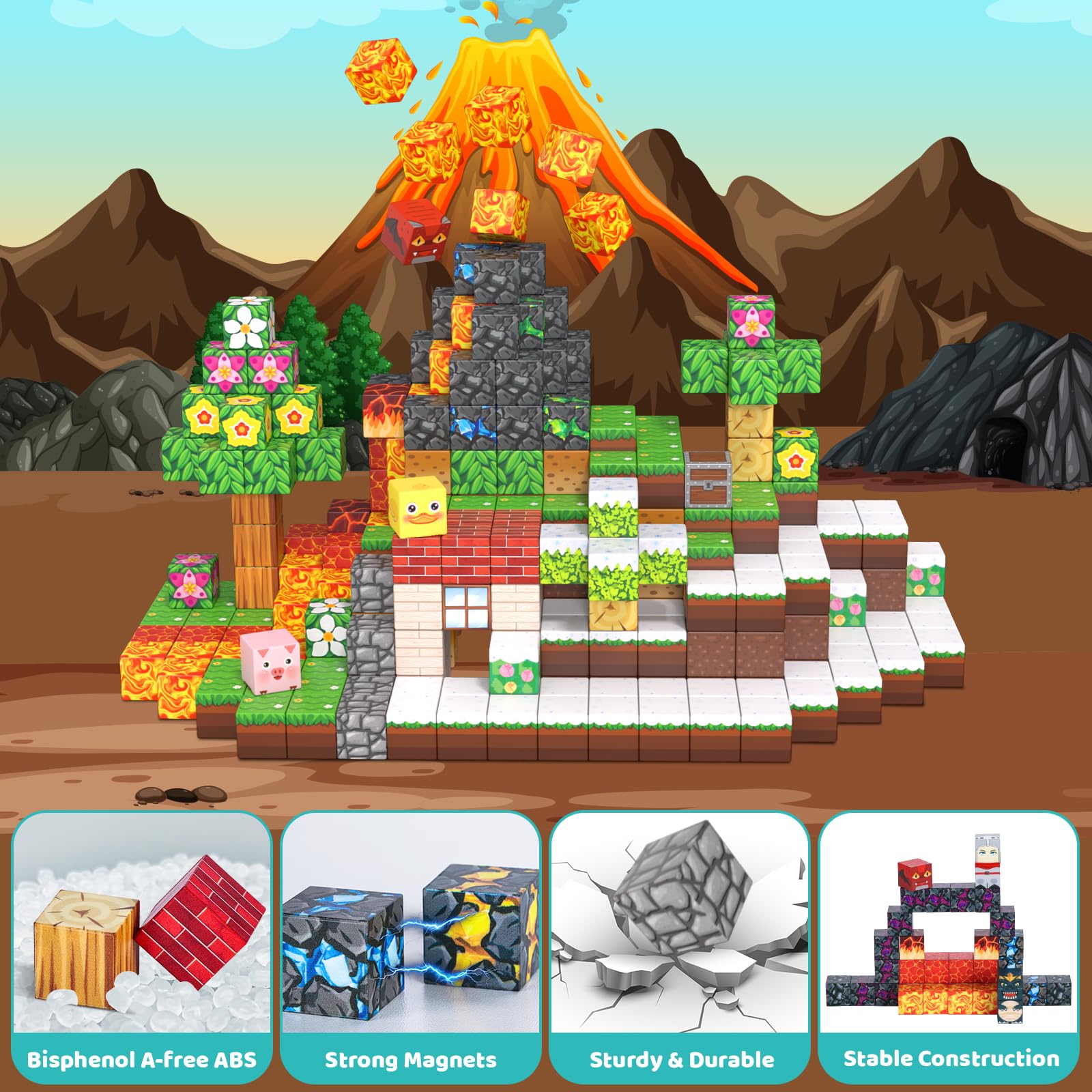 ACELIFE Blocchi magnetici da costruzione 200 pezzi, giocattoli magnetici creativi STEM Magnetic Building Blocks giocattoli regali per bambini ragazzi e ragazze 3 4 5 6 7 8 anni