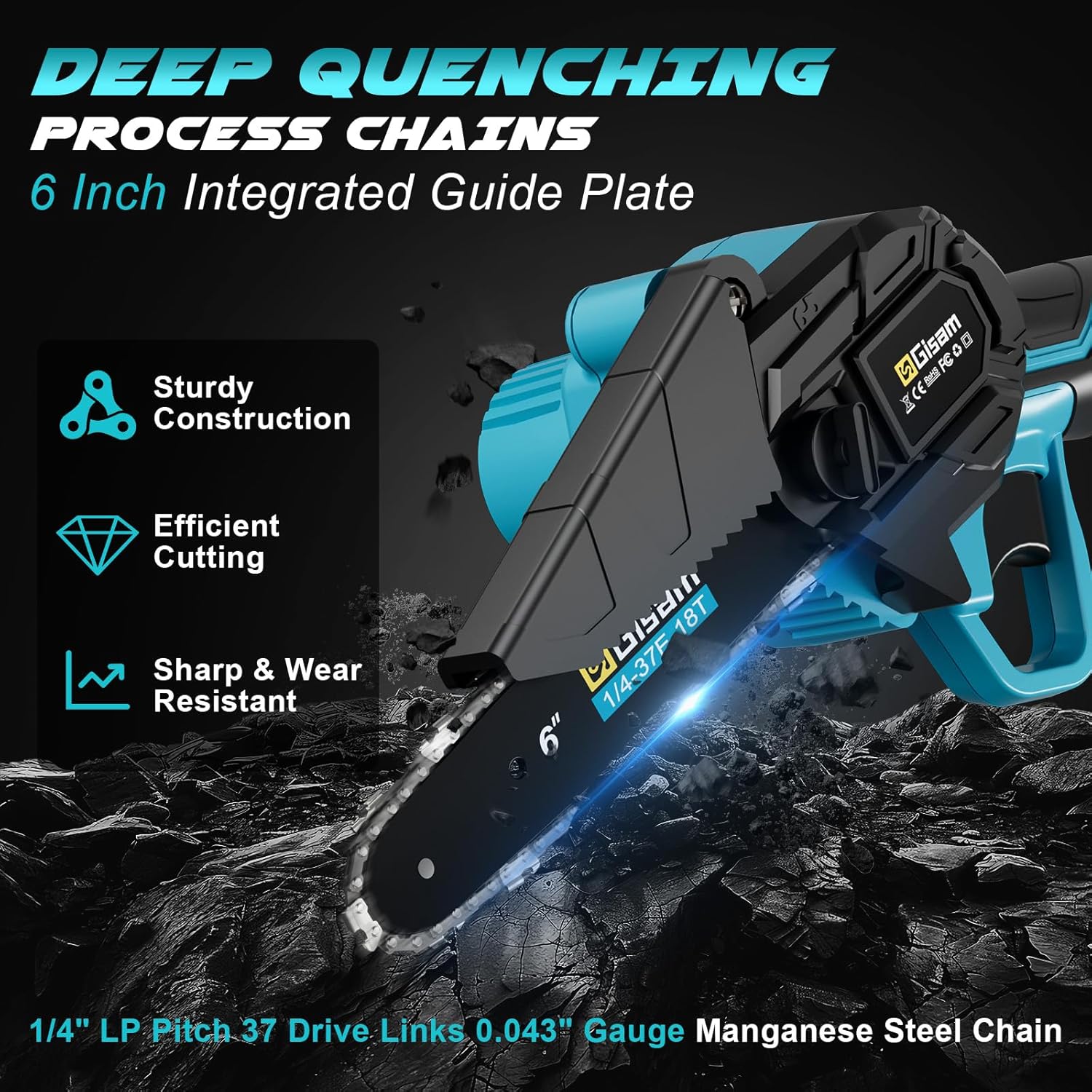 Brushless Mini Chainsaw Cordless, 6 Inch Electric Handheld Chain Saw with 2 Batteries & Auto Oiler, Battery Powered Gardening Tool for Wood/Tree Cutting, New Year Gifts for Dad Men Husband