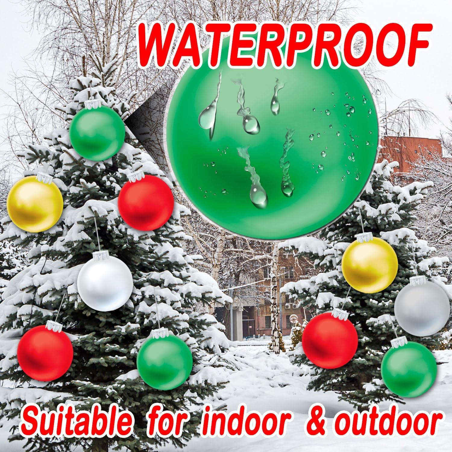 20 PCS Outdoor Christmas Decorations, 11 Inch Large Inflatable Balls, Ornaments for Front Door Yard, With Pump for New Year Festive (Red, Green, White, Gold, Silver) - Image 4