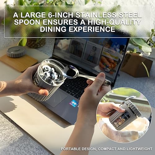 Miniatura 6 de PUNLUXU - Frascos de avena para la noche con cuchara y tapa de 16 oz (paquete de 2), recipiente hermético con marca de medición, de vidrio, tapa