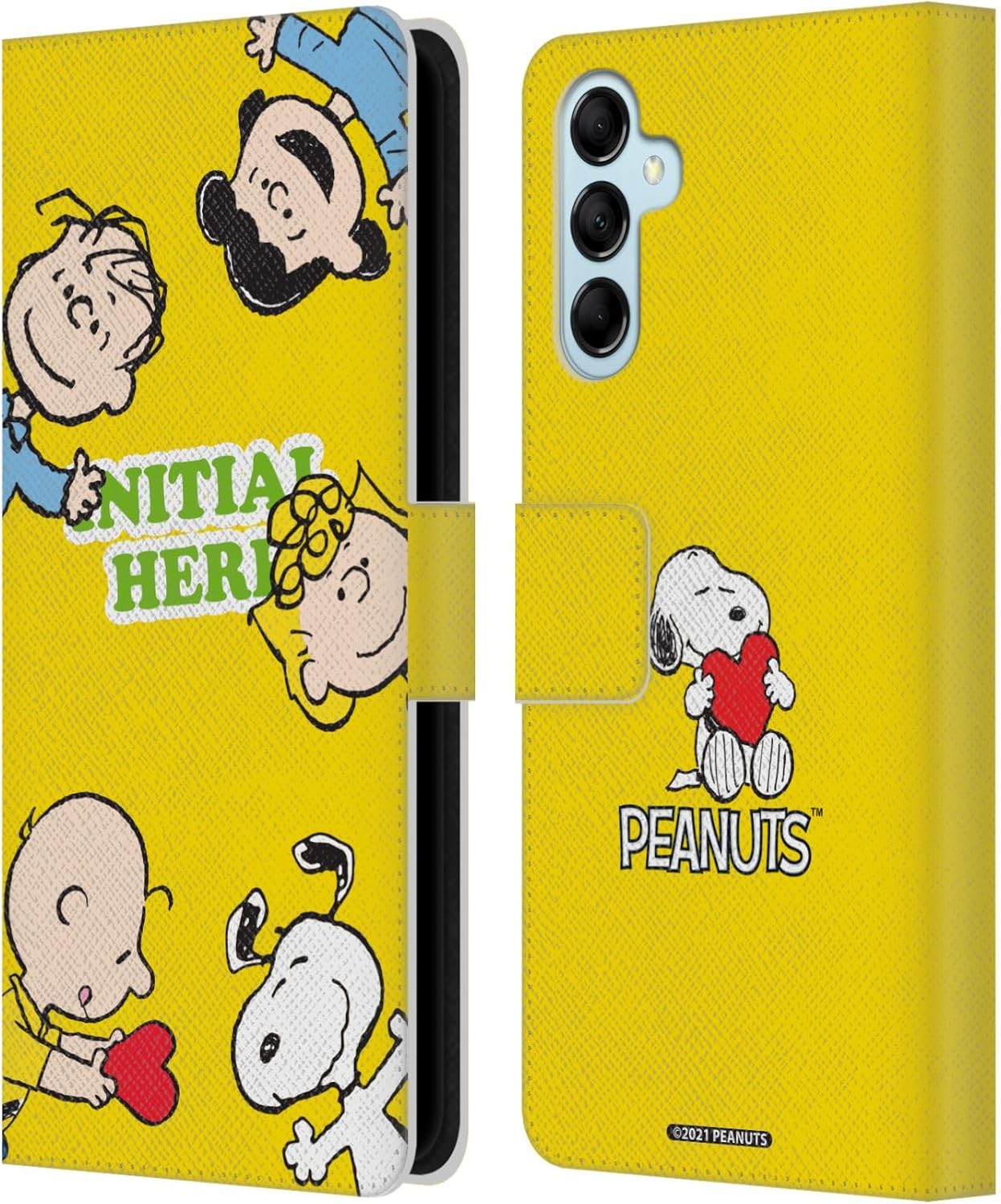 Head Case Designs Officially Licensed Custom Customized Personalized Peanuts Friends Art Leather Wallet Case Compatible with Samsung Galaxy M14 5G