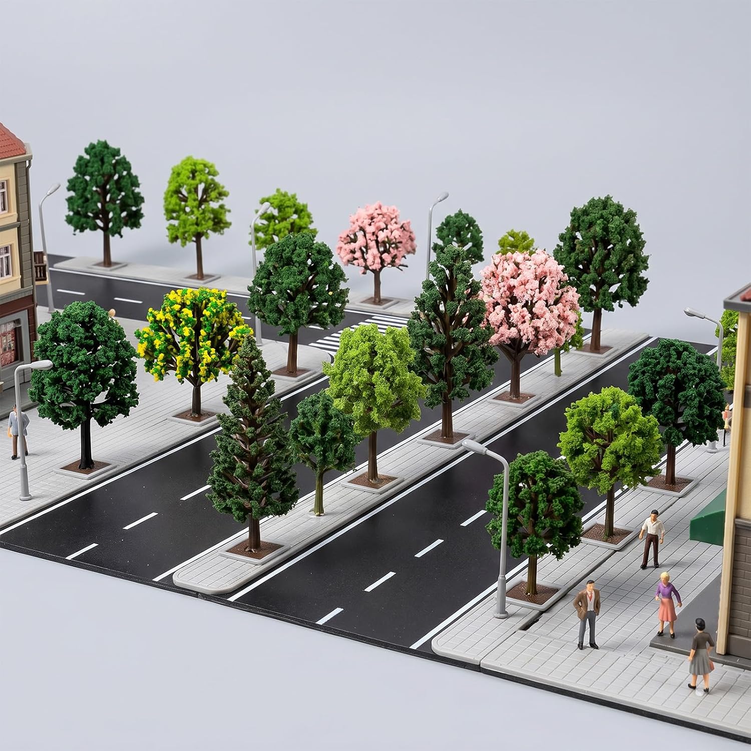 30PCS Min Mixed Model Trees, Railroad Architecture Fake Tree | Train Scenery Diorama Tree for DIY Crafts Natural Green Diorama Scenery Landscape Building Model