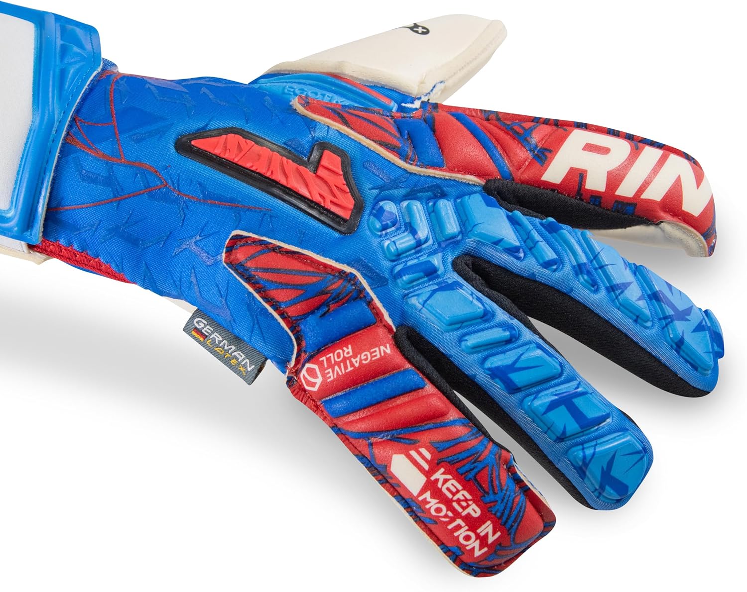 Rinat Egotiko Vengador Pro Goalkeeper Gloves, AXG Formula Latex Grip, Hybrid Negative-Roll Cut, Impact Absorption, Breathable Backhand, Adjustable Wrist Closure