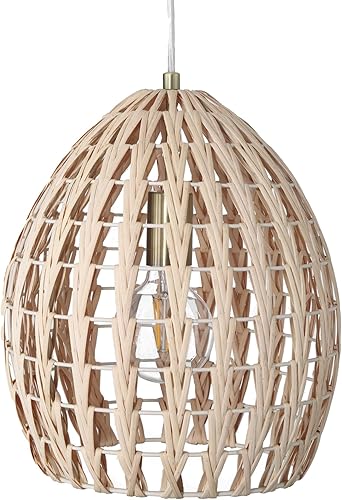 Miniatura 11 de Robert Stevenson Lighting Persephone - Lámpara de techo de ratán tejida a mano y metal, natural