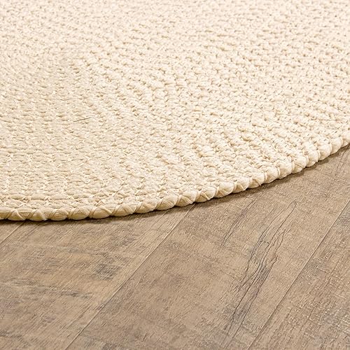 Miniatura 7 de Super Area Rugs Alfombra trenzada beige para cocina de campo, alfombra trenzada duradera para entradavestíbulo, ovalada, 3 x 5 pies