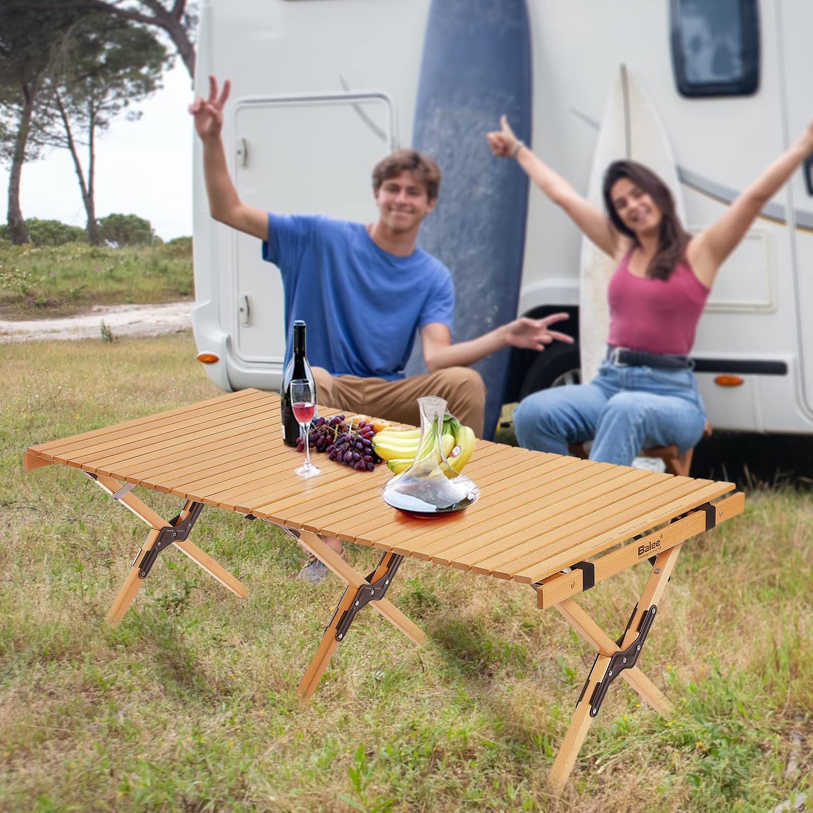 Balee 4ft Low Picnic Table Portable, Folding Beach Picnic Table with A