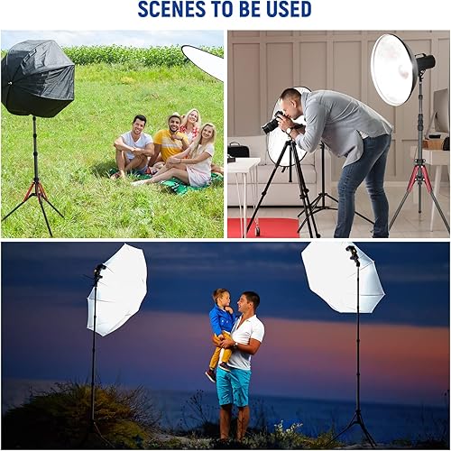 Miniatura 8 de NEEWER Light Stand Carbon Fiber with 180° Reversible Legs, 1/4" to 3/8" Screw Adapter and Bag, 86.5"/220cm Portable Travel Tripod Stand for Outdoor