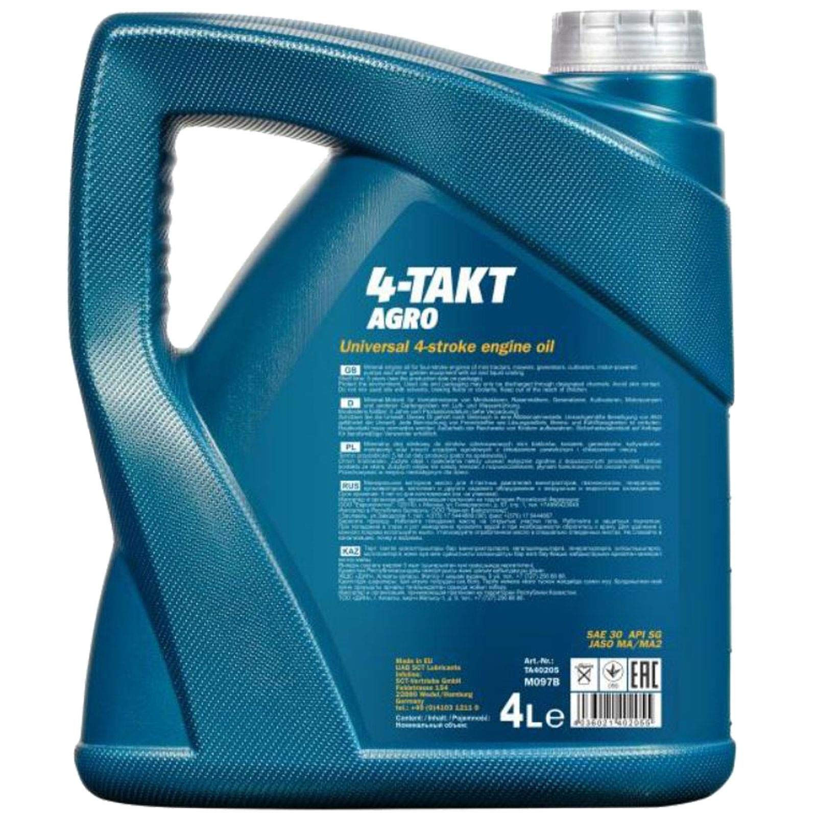 BandelOne enthält 10 Liter Mannol 4-Takt Agro Rasenmäher Traktor Generator Sae 30 Api Sg